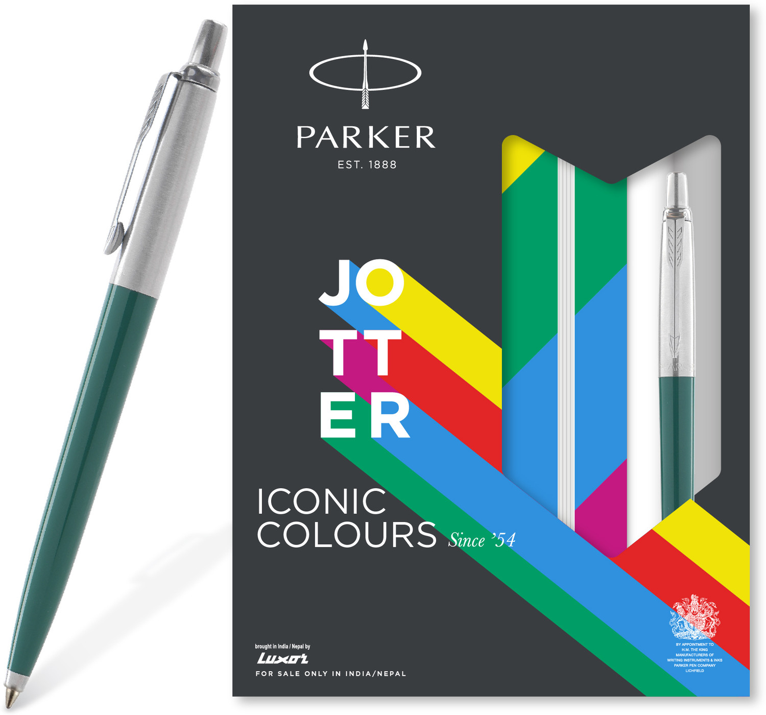 Image of PARKER Pen and Notebook Gift Set | Jotter Standard Green Body Ball Pen