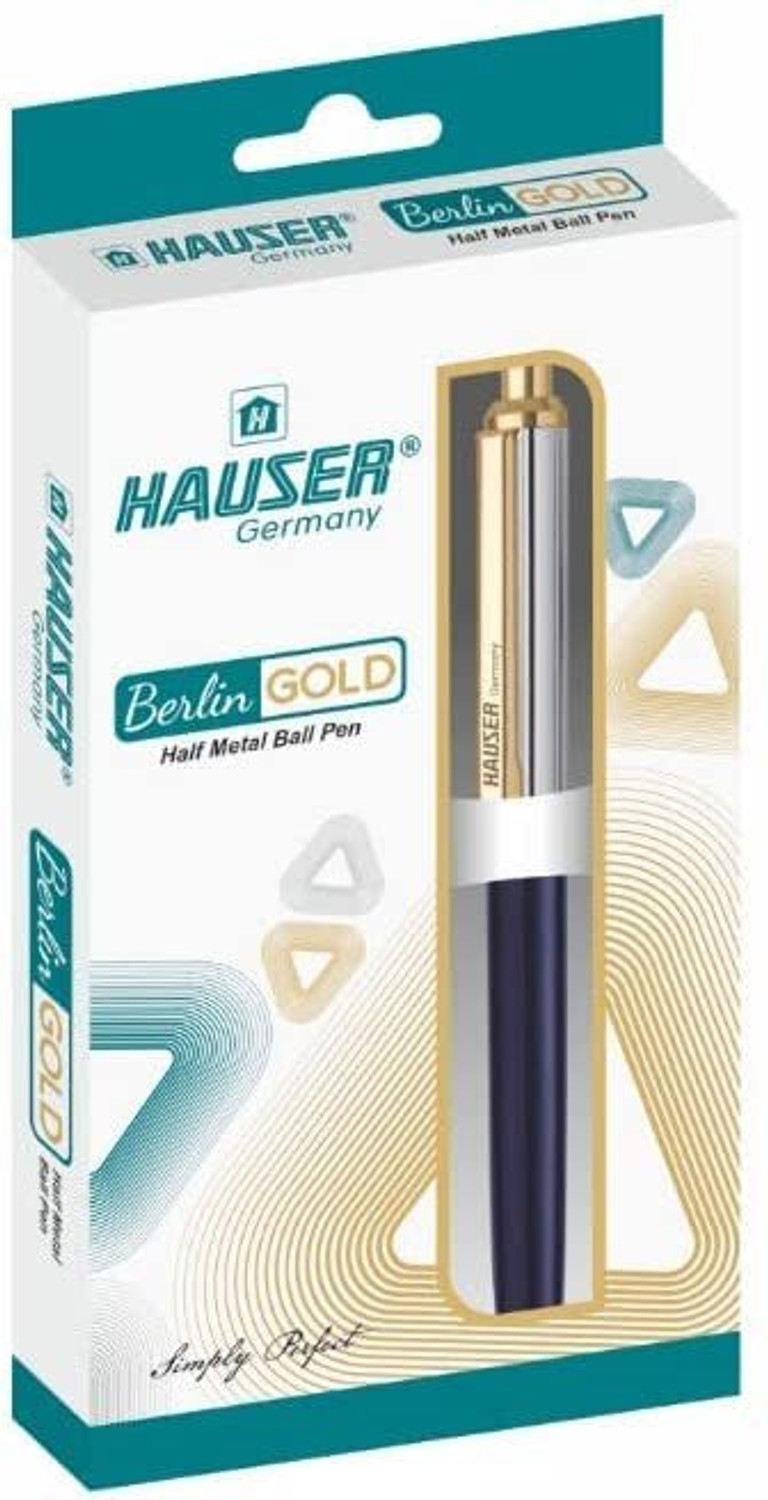 Image of HAUSER Berlin Gold Designer Ball Pen Box Pack | Metal Body & Stylish Design Refillable Ball Pen