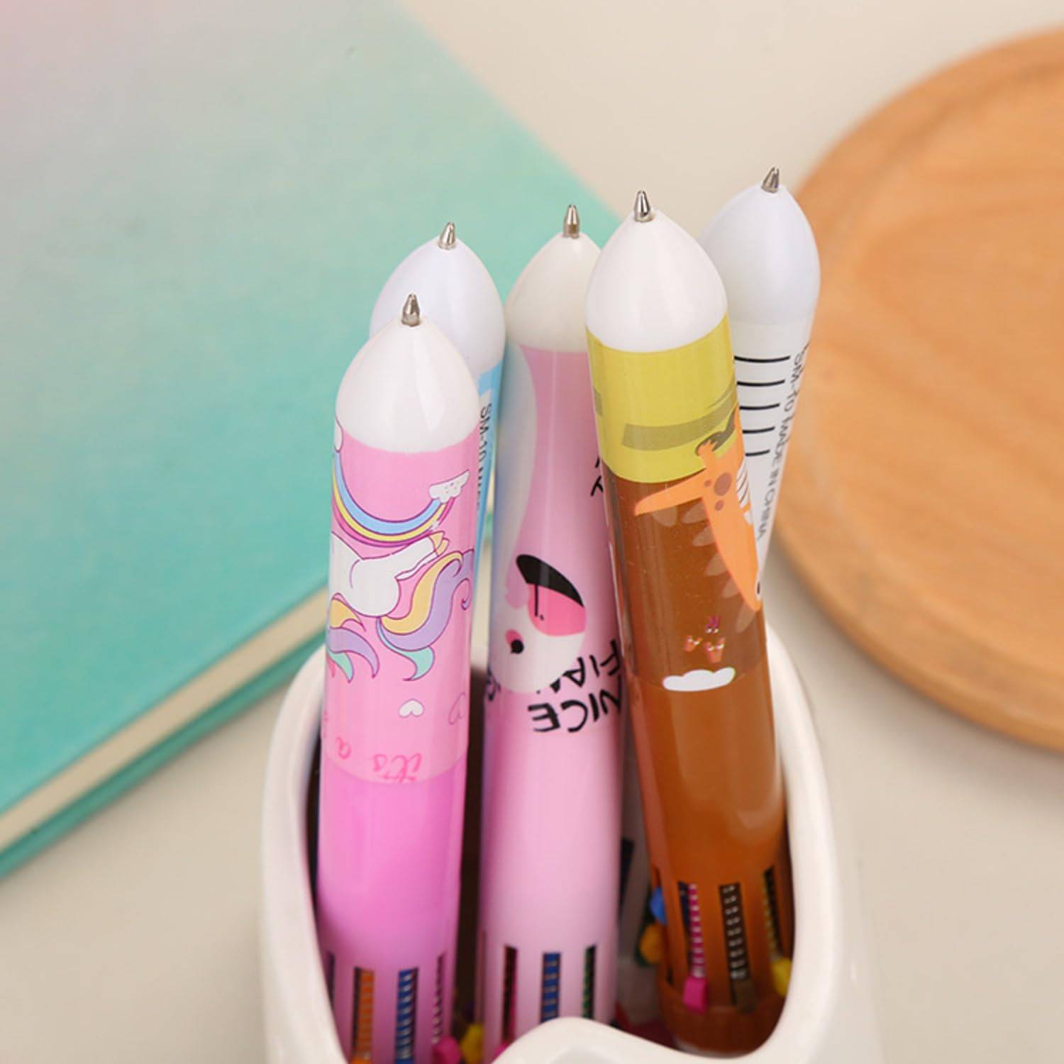 Rockjon 10-in-1 Multi Colored Ball Pen | With Cute character