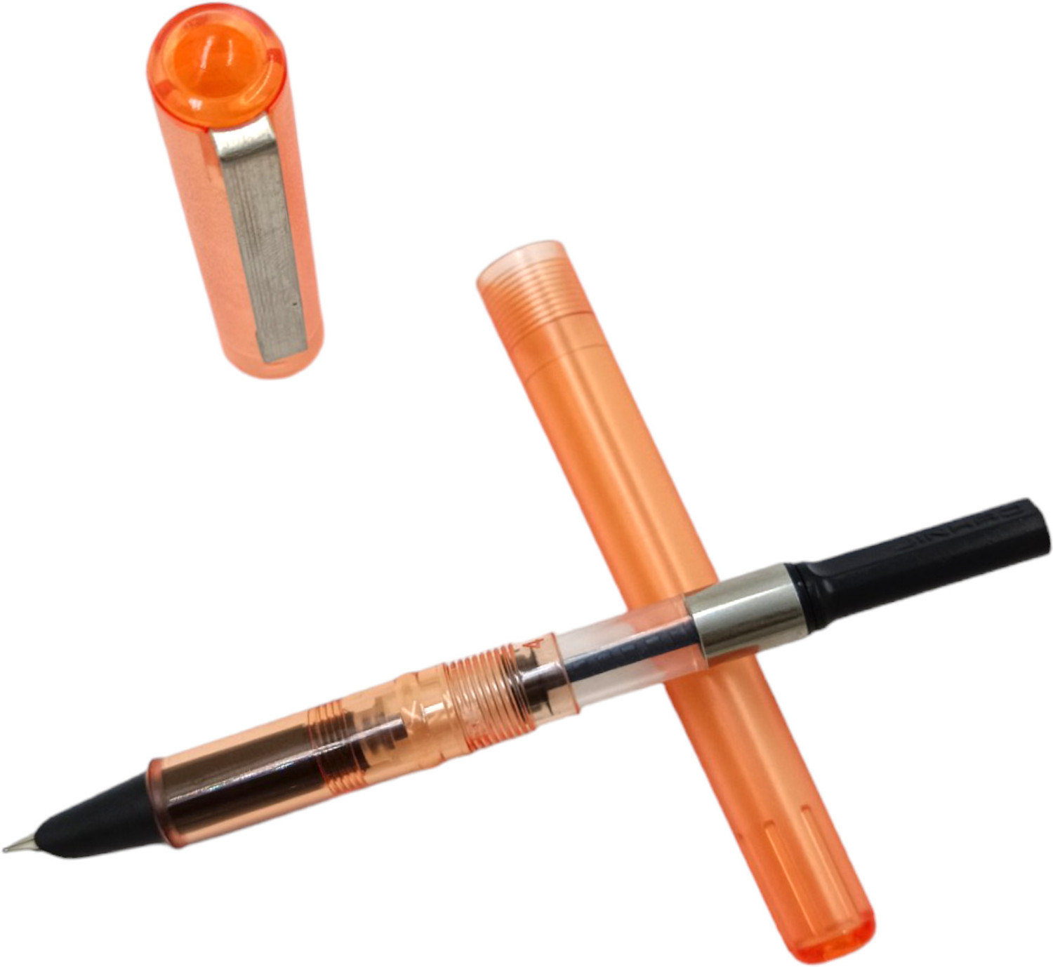 Image of Lestylo Jinhao 5991 Combo Of 2 Pens Transparent Body Blue And Orange Fine Nib Best Fountain Pen
