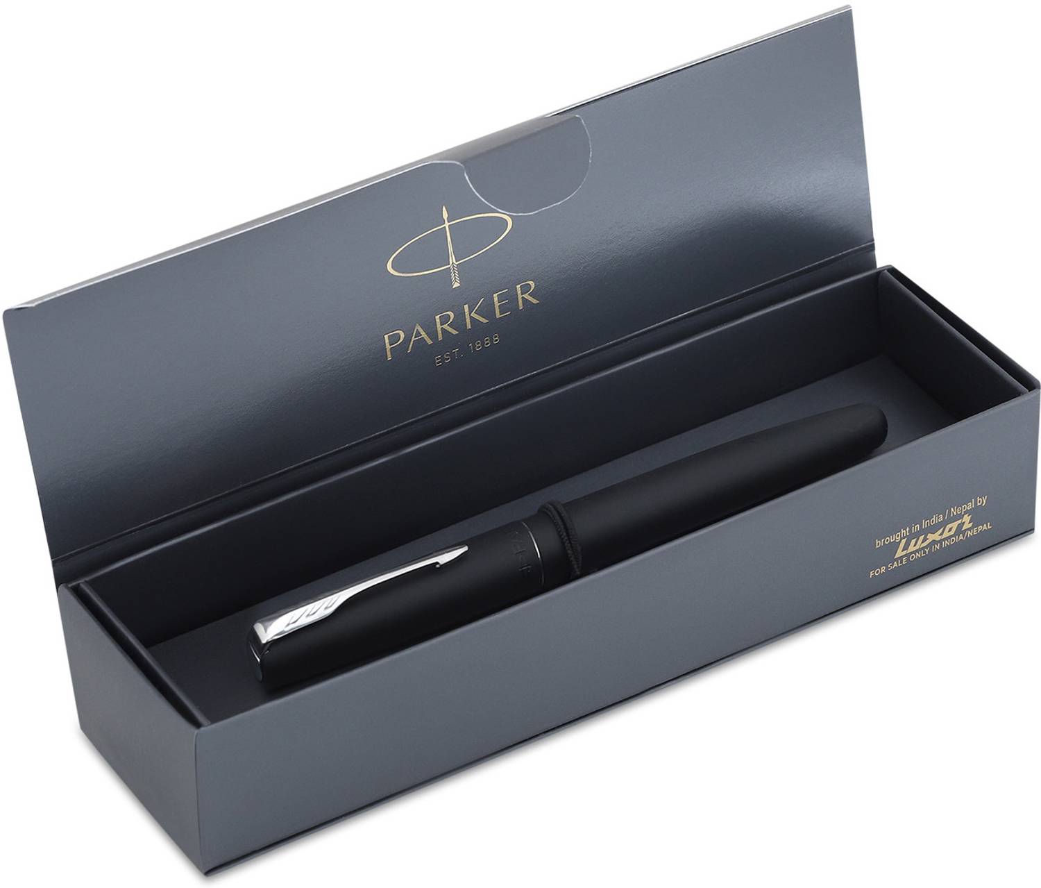 PARKER Frontier Matte Black Chrome Trim Fountain Pen