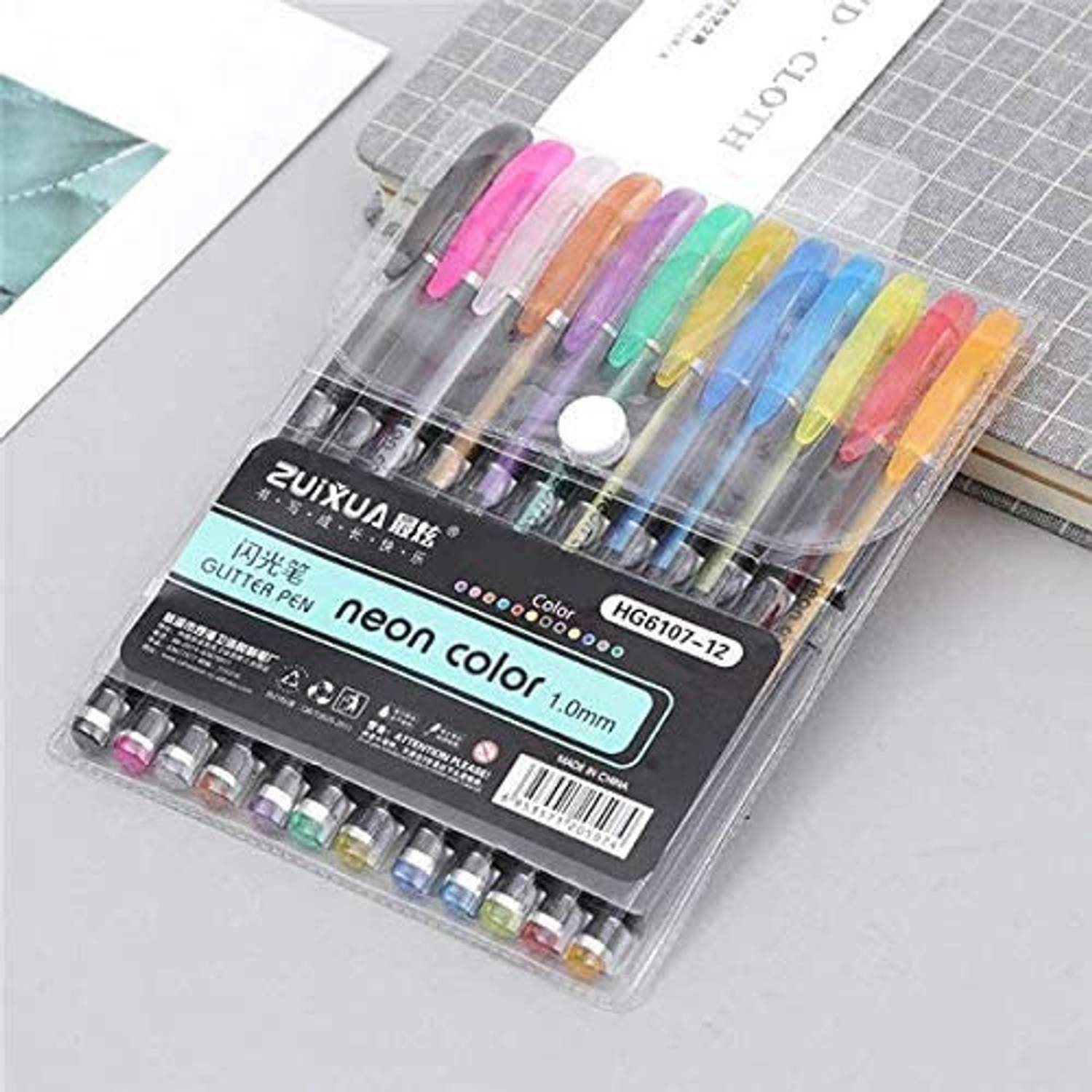 BM RETAIL Set of 12 Glitter Gel Pen Art Marker for Adult Coloring Book for School Kid Gel Pen