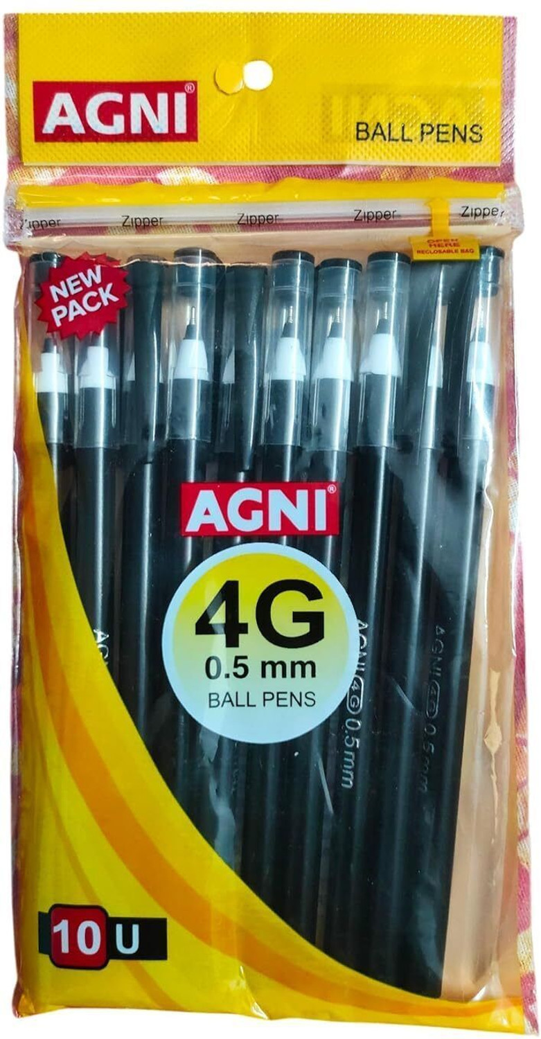 Image of AGNI 4G Combo Pack (50 Blue + 10 Black) Use and Throw Ball Pen (Pack of 60, Ink Color - Blue, Black)