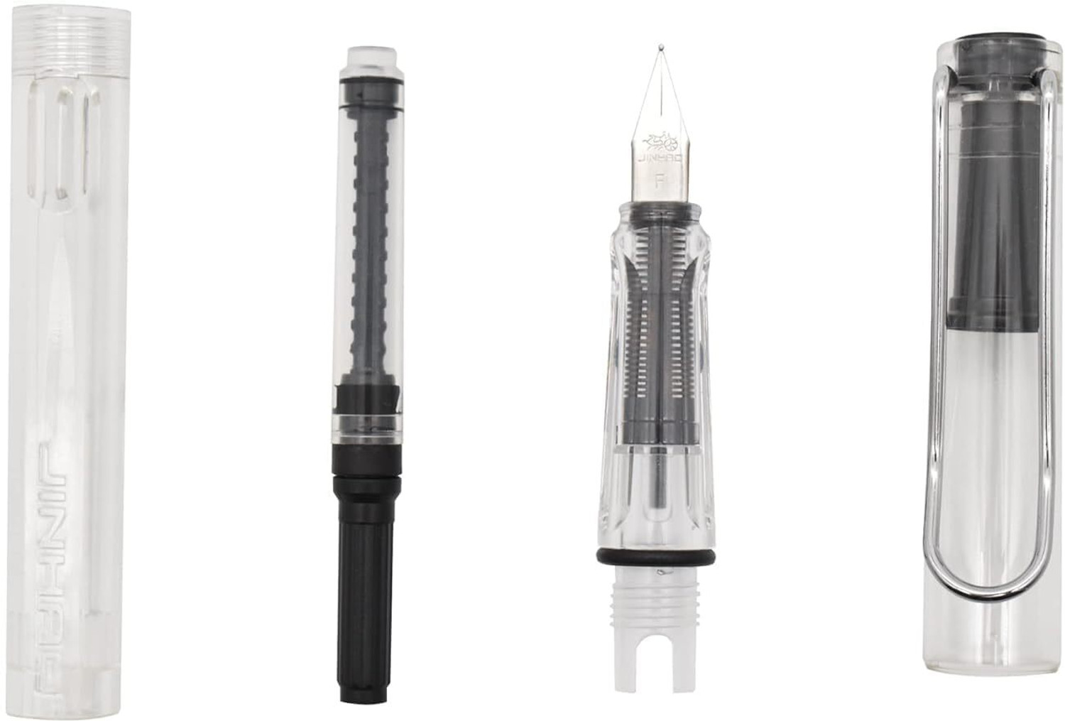 Image of SCHUBERT Elegant Jinhao 619 Transparent White Fountain Pen (Ink Color - Preferable Blue /Black, CAN USE ANY INK COLOR)