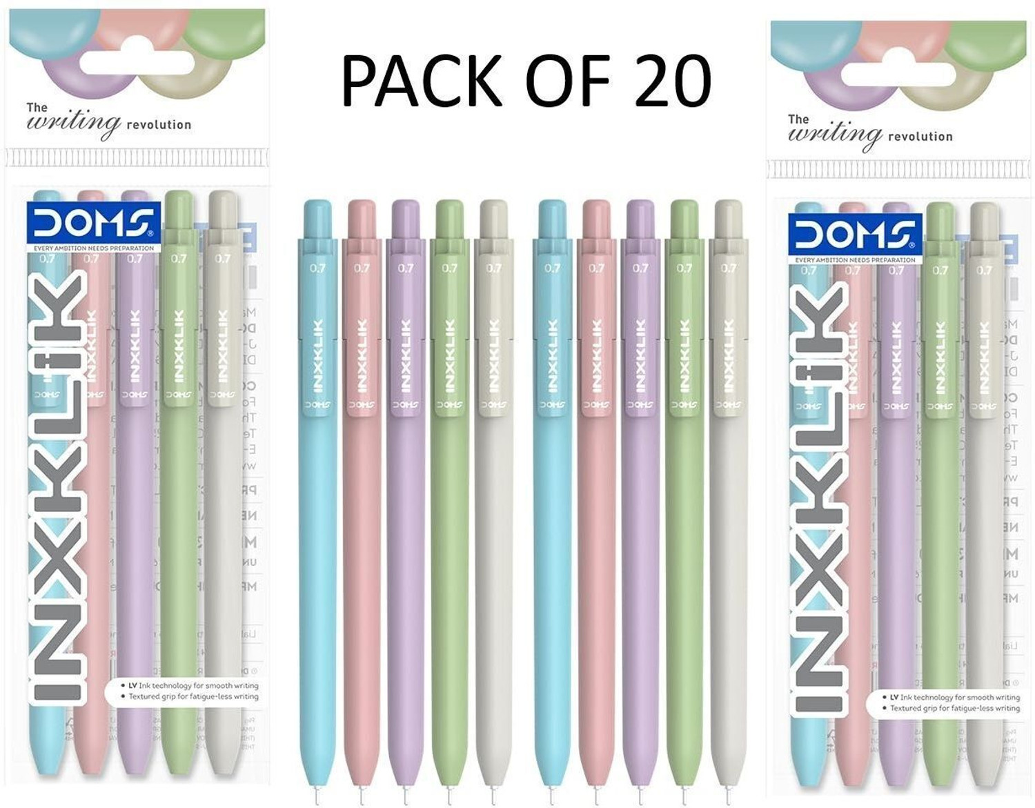 Image of DOMS INXKLIK Ball Point Pen | Smooth Click| Needle Tip | Perfecr Grip Ball Pen