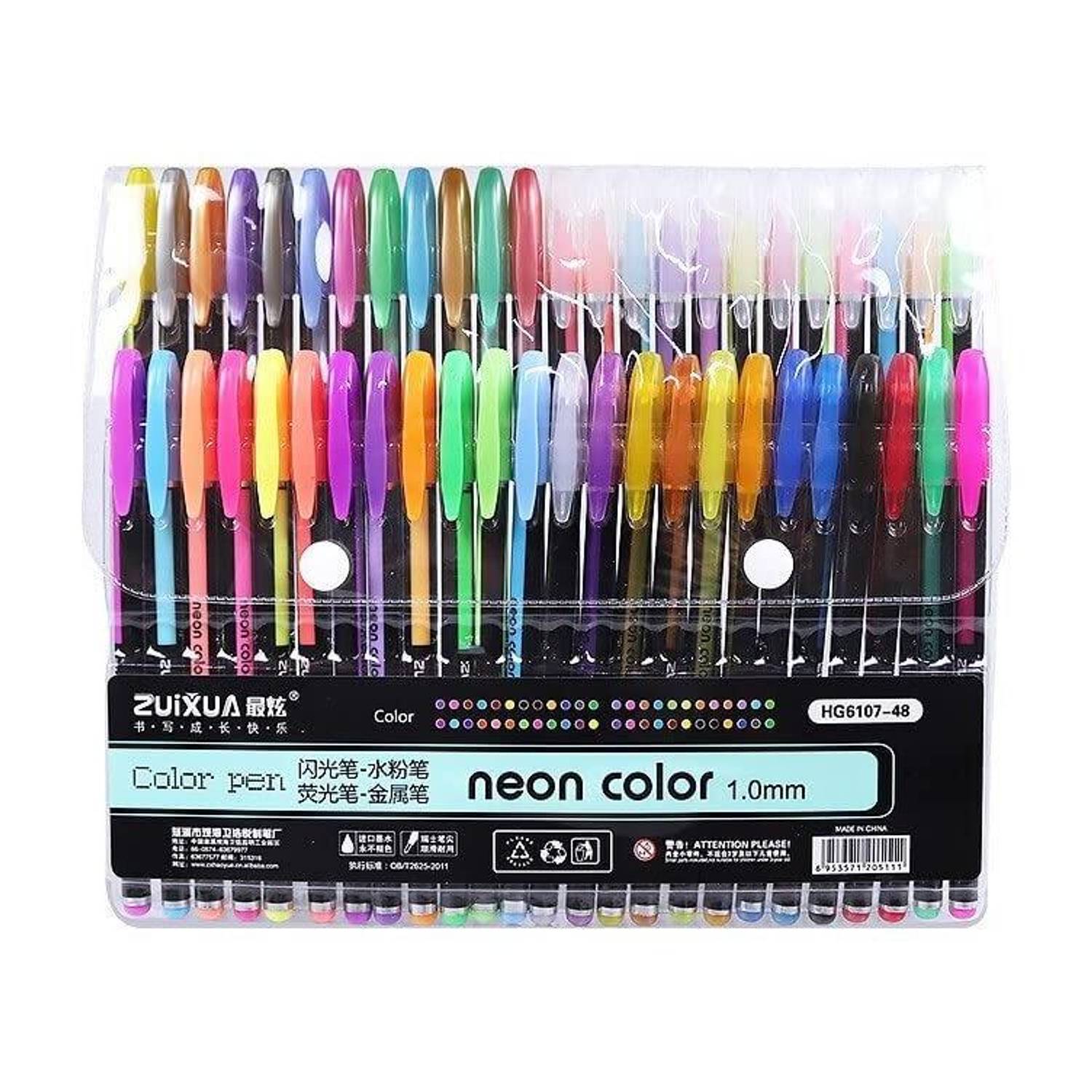 Adoere 48 Pc Gel Pens set Color gel pens,Glitter,Metallic Neon Pen Set Coloring Drawing Gel Pen