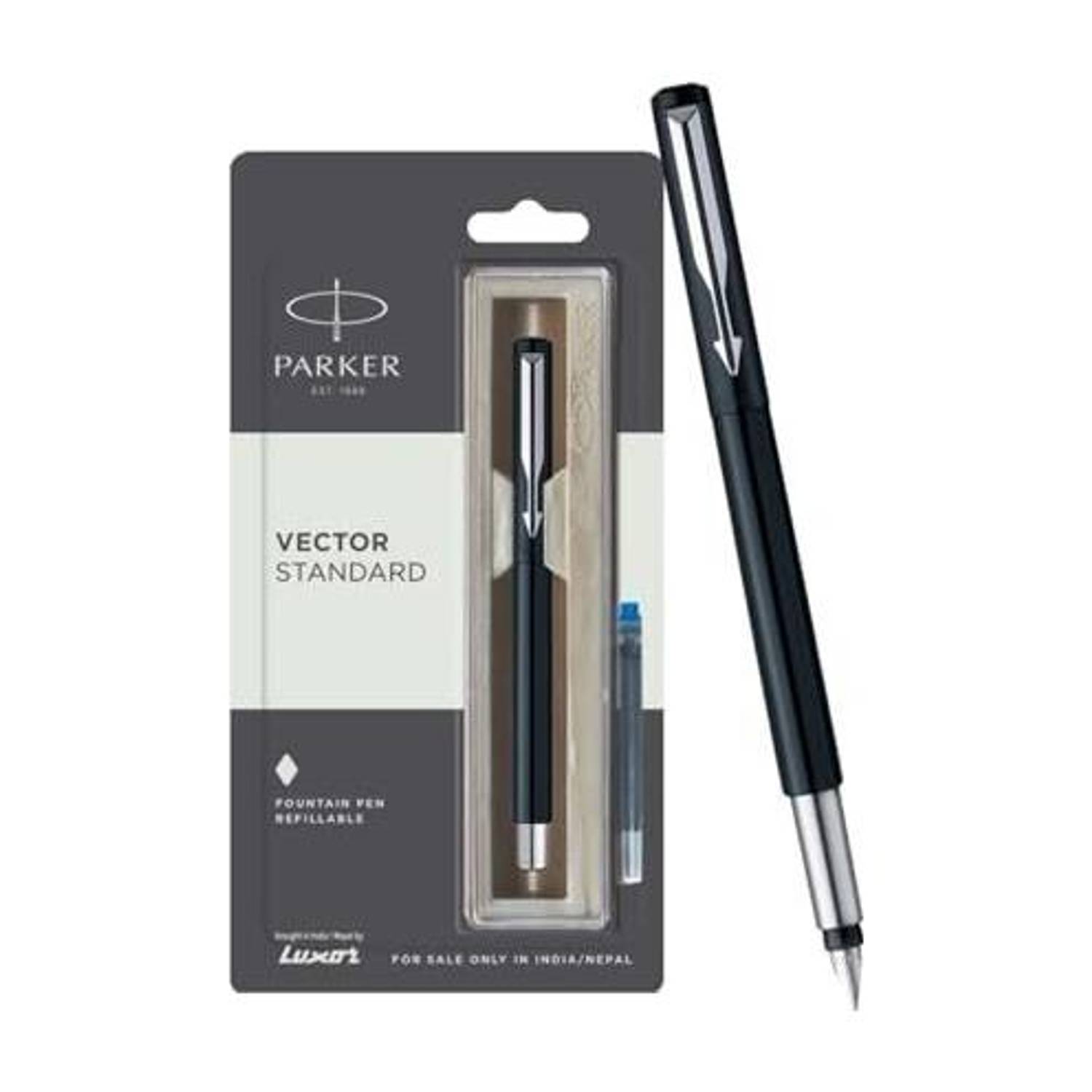 Parker Vector Stainless Steel Chrome Fountain Pen - Image 1