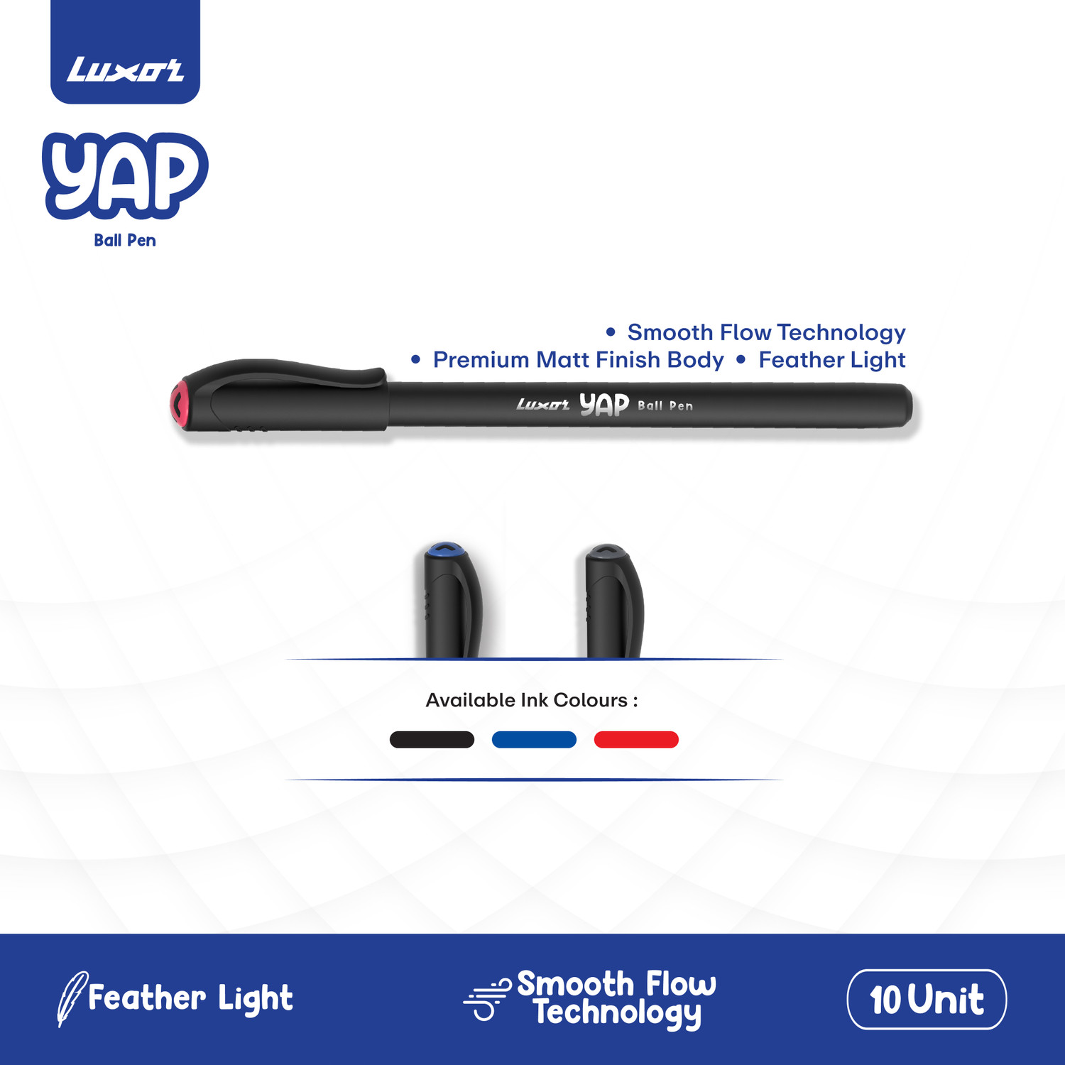 Image of LUXOR YAP Assorted Ball Pens | 0.7 mm | Feather-Light | For Home, Office, and School | Ball Pen