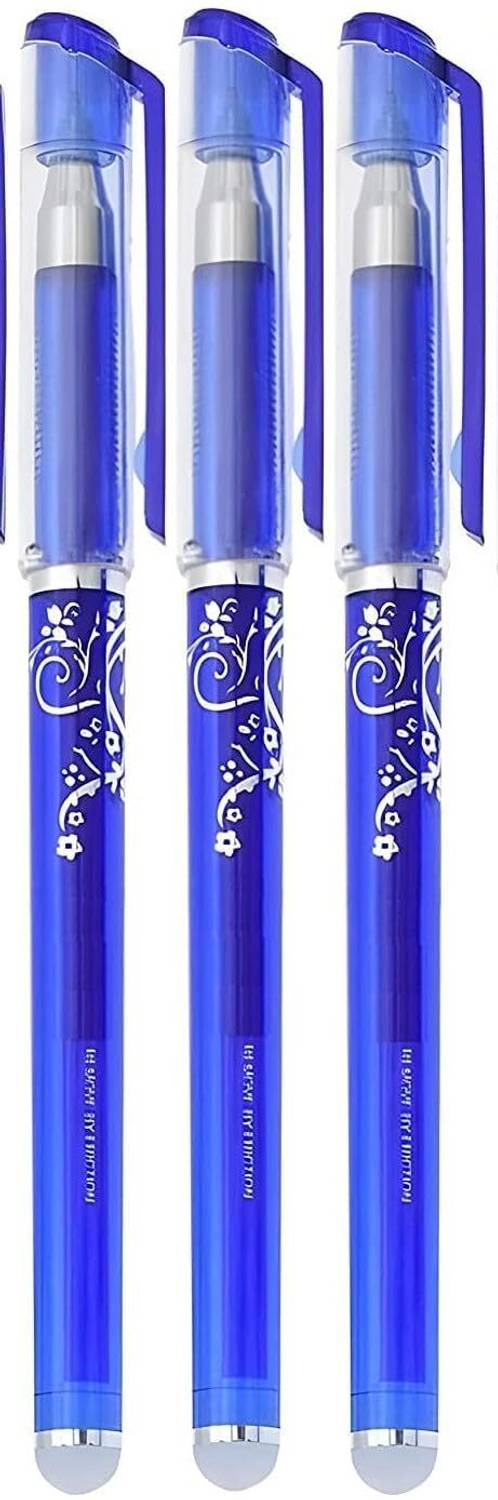 Arrolliant Erasable Gel Pens Blue Ink Rollerball Pens pack of 3 Roller Ball Pen