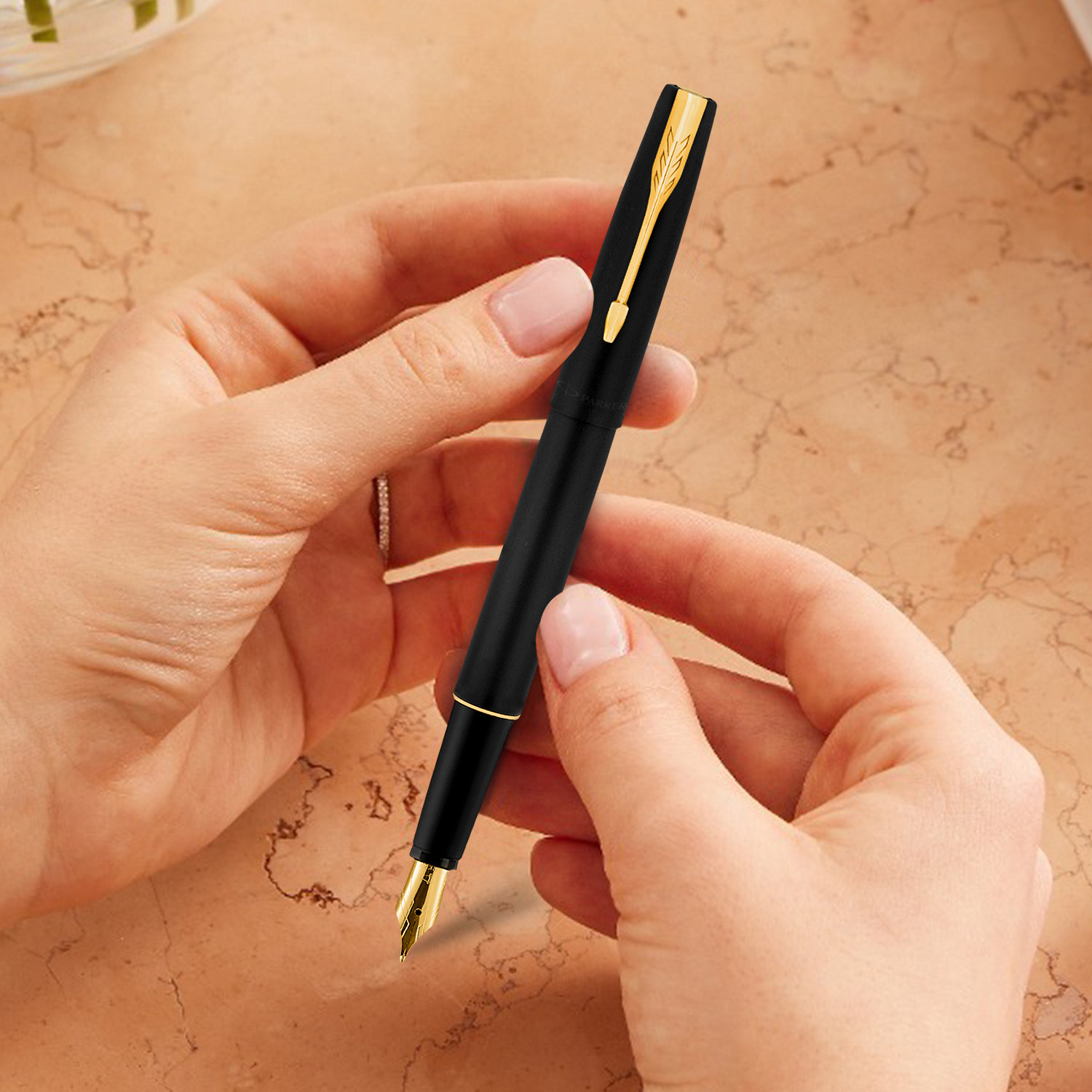 Image of PARKER Frontier Matte Black Gold Trim | Fountain Pen