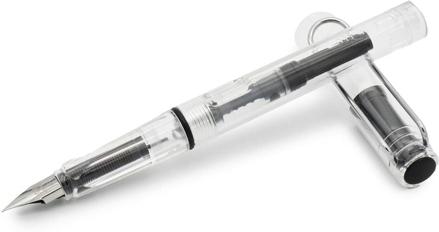 Image of SCHUBERT Elegant Jinhao 619 Transparent White Fountain Pen (Ink Color - Preferable Blue /Black, CAN USE ANY INK COLOR)