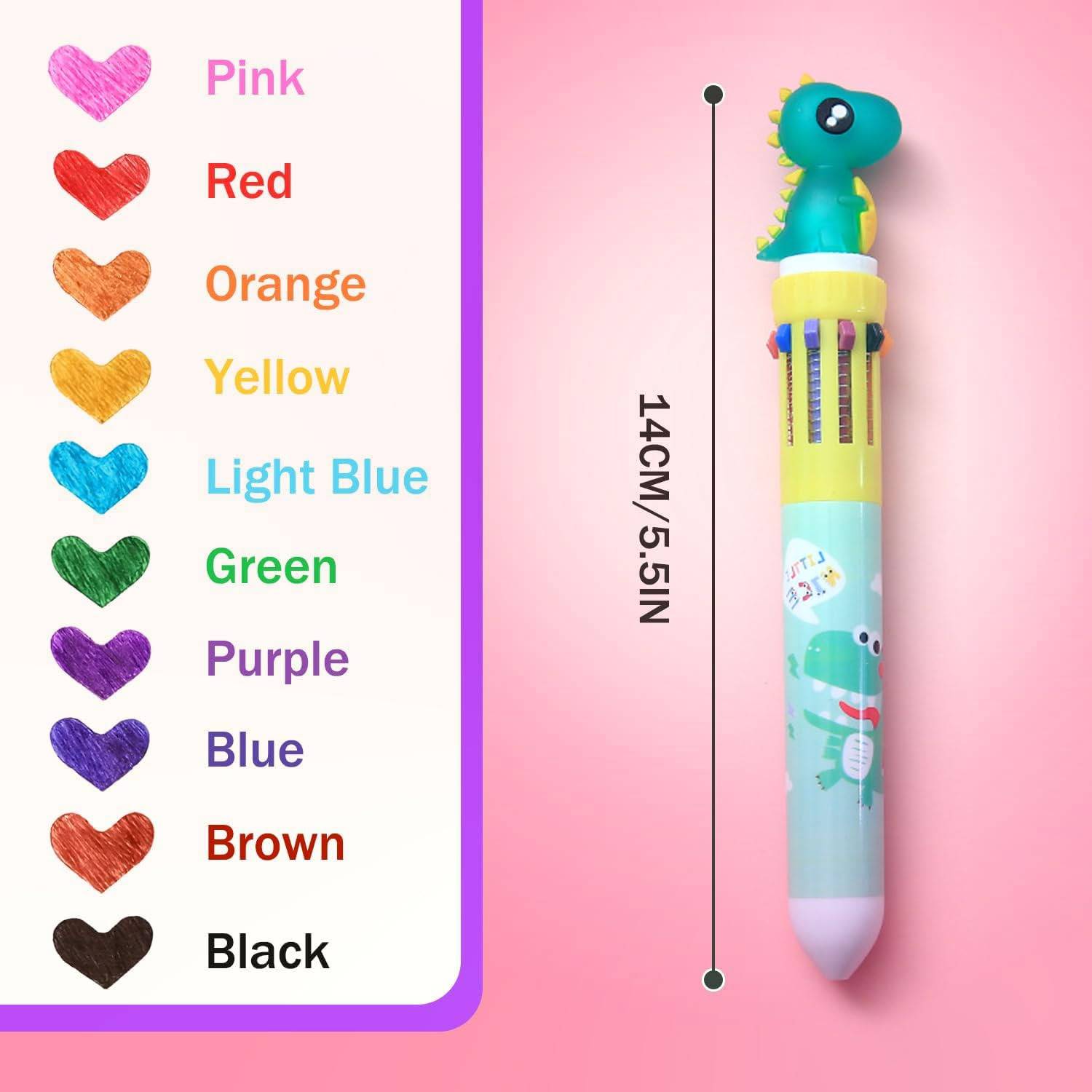Rockjon 10-in-1 Multi Colored Ball Pen | With Cute character