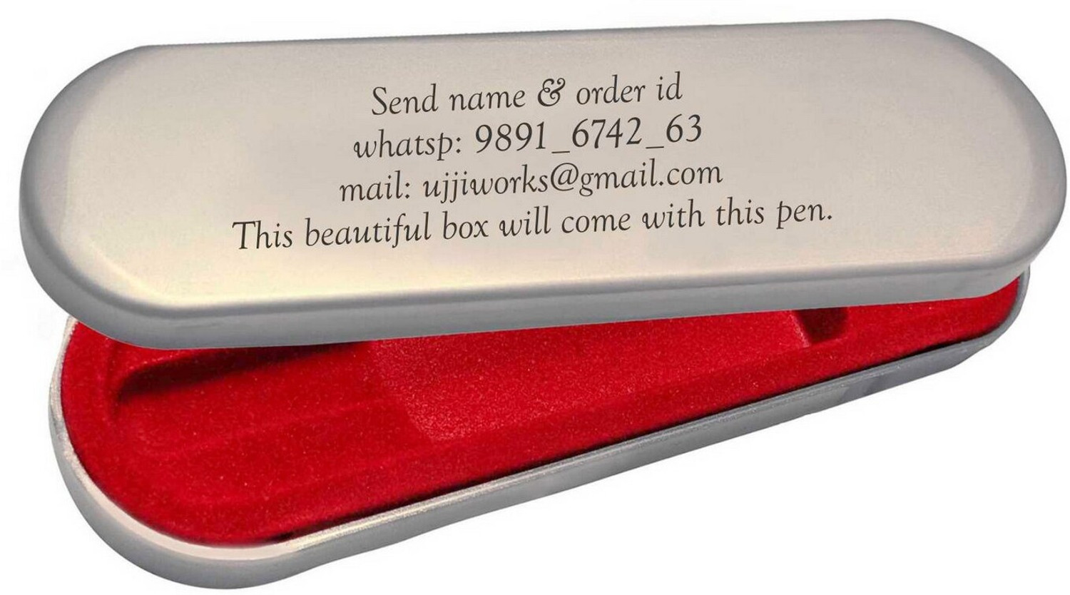 Image of UJJi Name Print White Color Metal Retractable Ball Pen