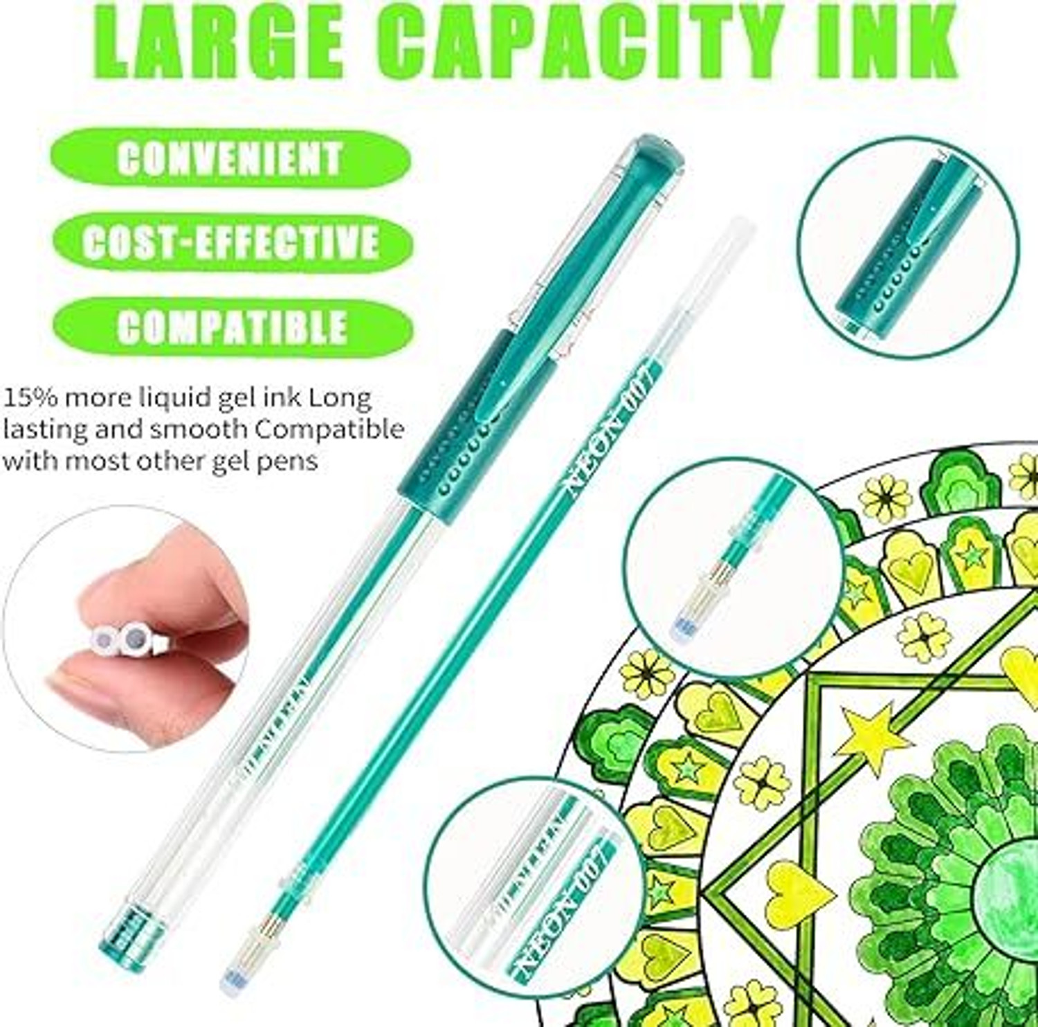 Image of Eclet 24 Pcs Neon Color Set Neon Metallic Fluorescence Highlighter Pastel Gel Pen Marker Ink