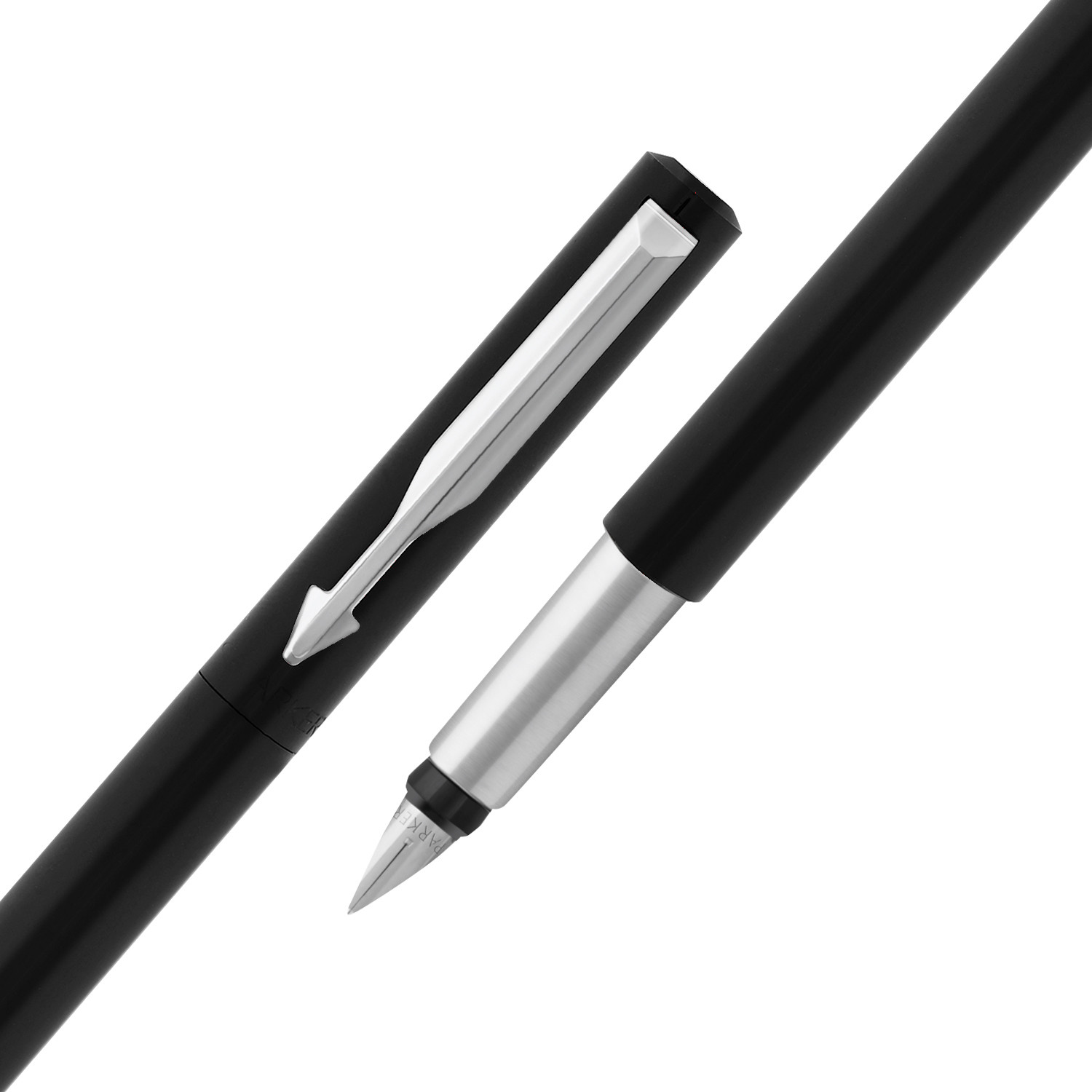 Image of PARKER Vector Standard, Chrome Trim Fountain Pen & Black Body Colour Ball Pen