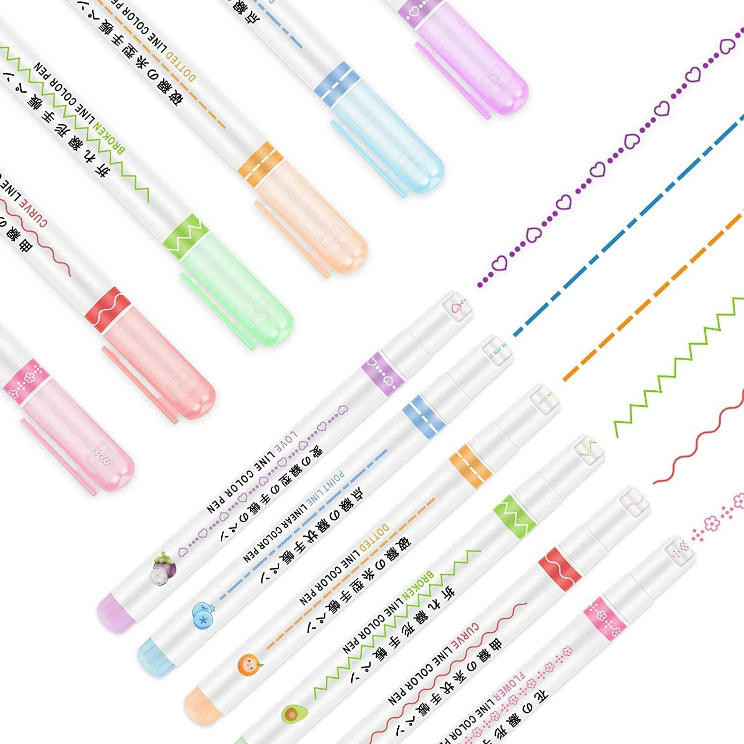 ARDAKI Highlighter Pen Linear Roler Curve Highliter Pen Set For Study Office Multi Use