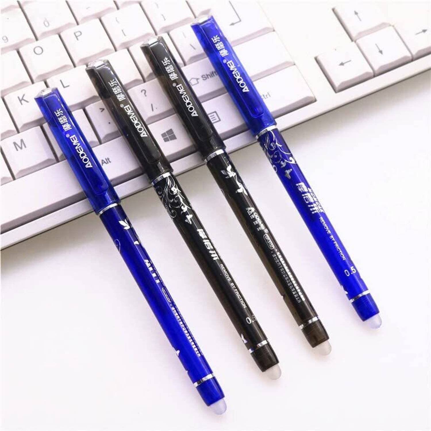 Arrolliant Blue and black Erasable Gel Pen with attached Magic Wipe Eraser (0.5mm Nib Size) Gel Pen