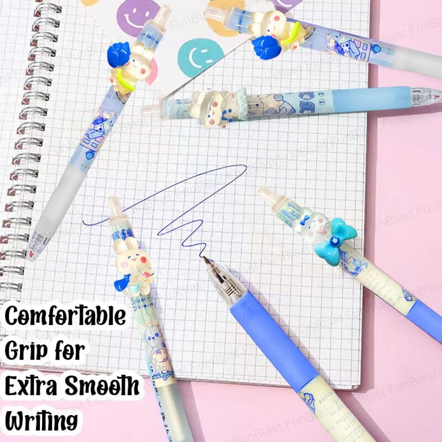 Image of FunBlast Gel Pens for Writing - Cartoon Design Lightweight Gel Pen with Comfortable Grip Ball Pen