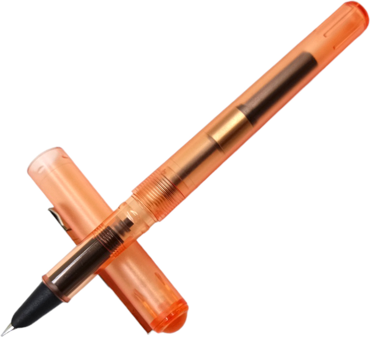 Image of Lestylo Jinhao 5991 Combo Of 2 Pens Transparent Body Blue And Orange Fine Nib Best Fountain Pen