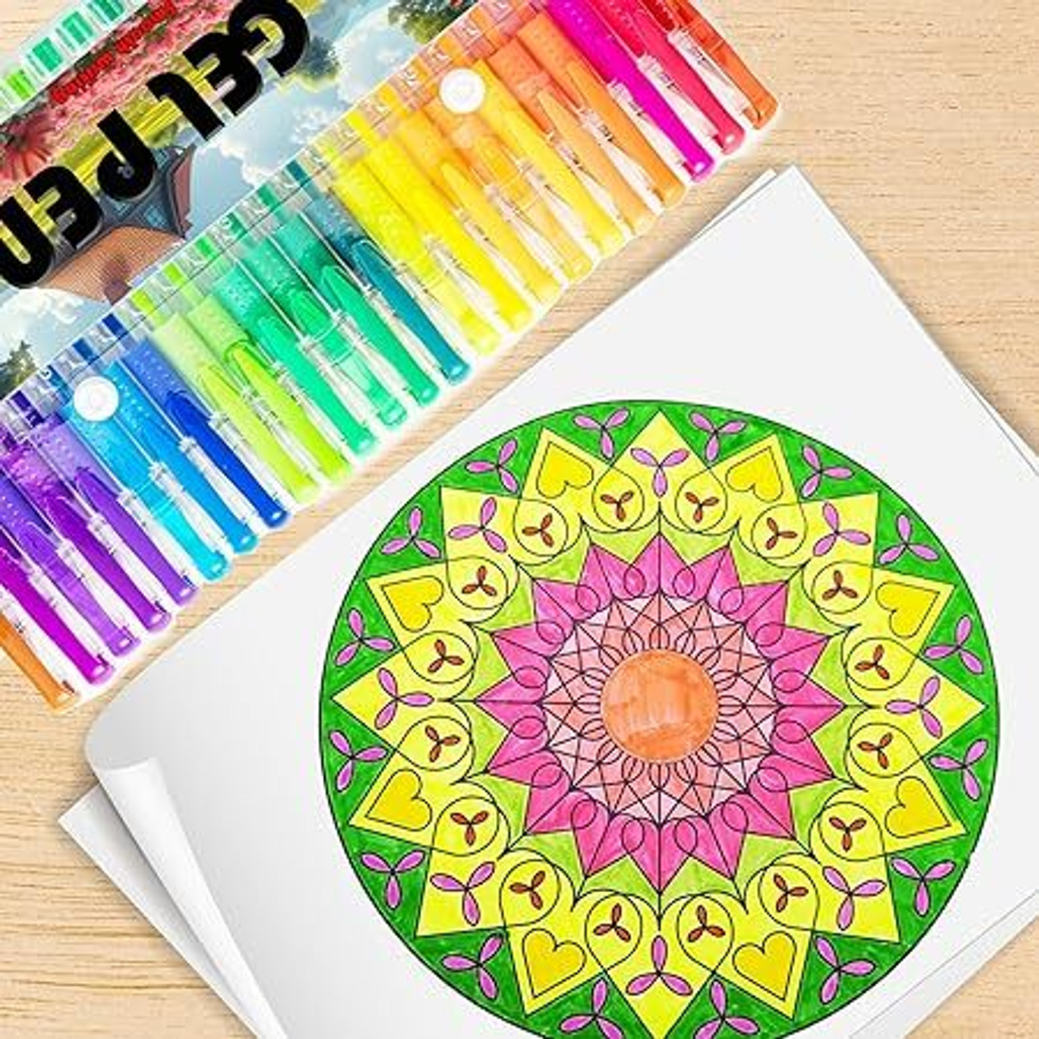 Image of Eclet 24 Pcs Neon Color Set Neon Metallic Fluorescence Highlighter Pastel Gel Pen Marker Ink