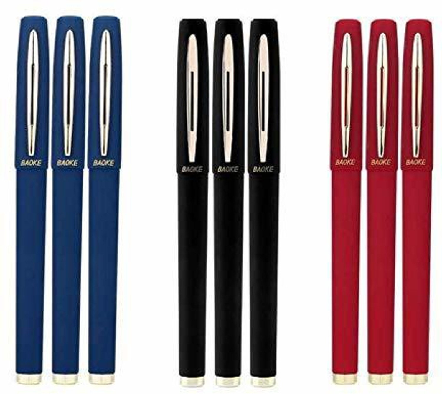 Image of greencom Baoke 1.0mm free & smooth writing Gel Ink Pen (3Blue, 3Black, 3Red) Gel Pen