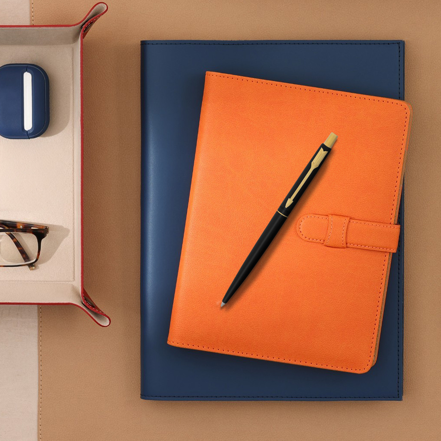 Image of PARKER Gift Set | Note Book wih Classic Matte Black Gold Trim | Ball Pen