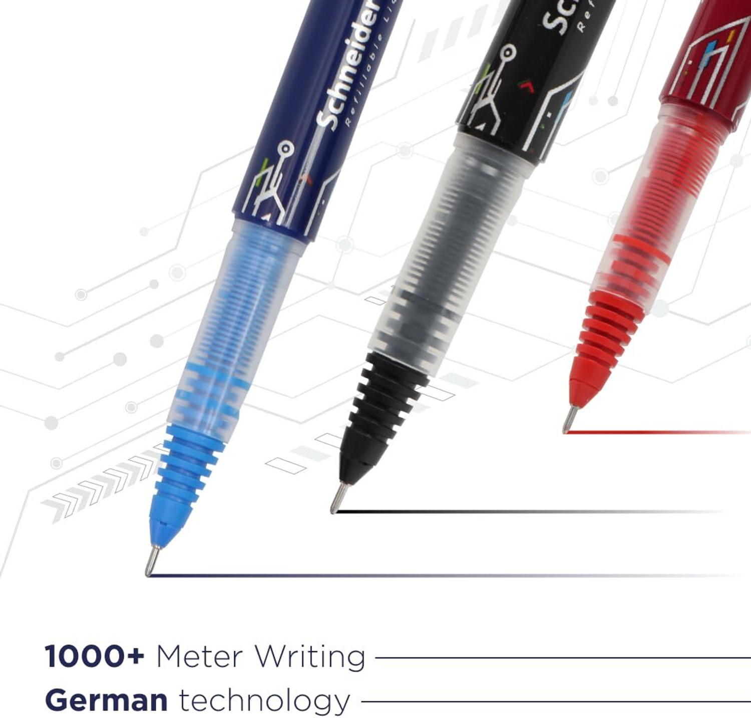 Image of Luxor Schneider LX MAX | Needle Tip | 0.5 mm | 1000+ Meters Writing Length | German Technology Roller Ball Pen