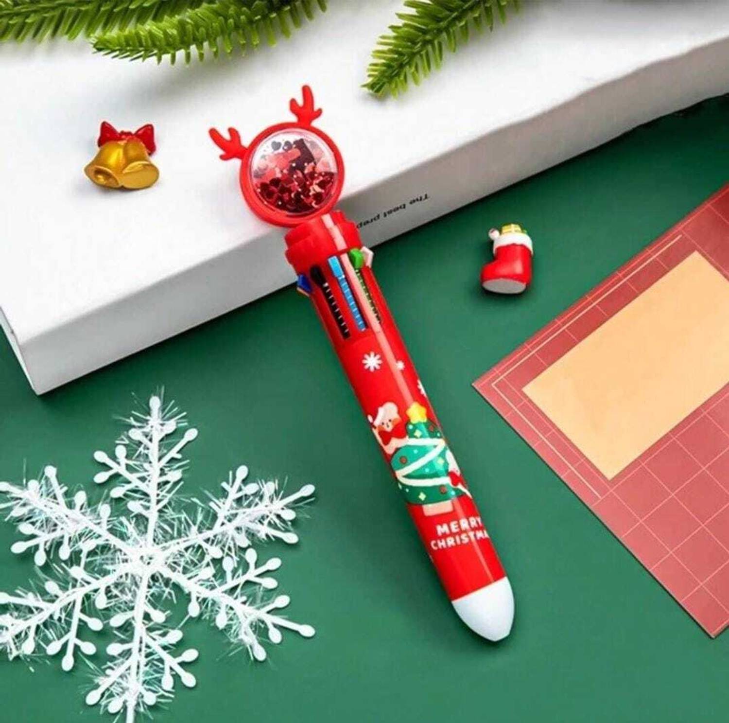 AMANVANI 10 in 1 Color Ballpoint Pen Non Toxic Christmas Ball Pen Return Gift Ball Pen