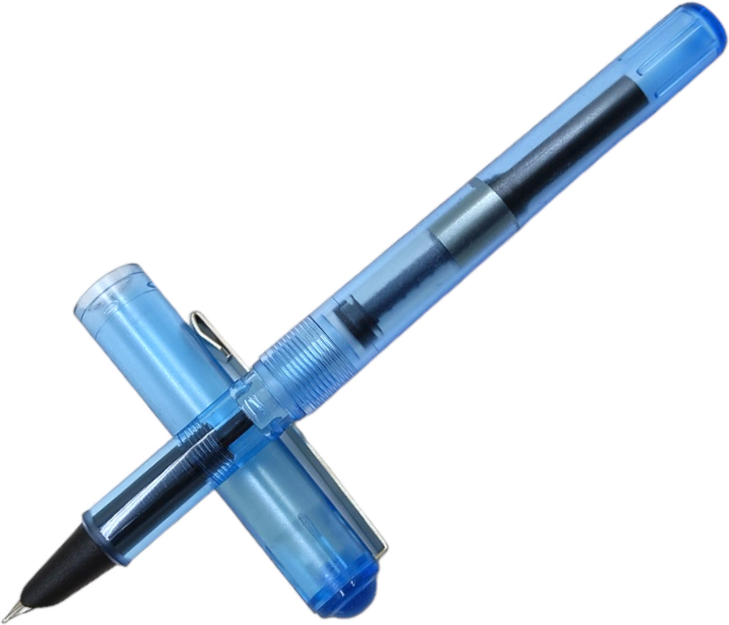Image of Lestylo Jinhao 5991 Combo Of 2 Pens Transparent Body Blue And Orange Fine Nib Best Fountain Pen