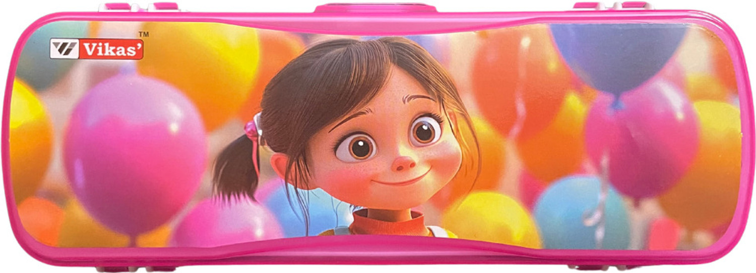 Image of Vikas Cartoon Princess, Red Race car, Be happy, All Rounder Art Plastic Pencil Boxes