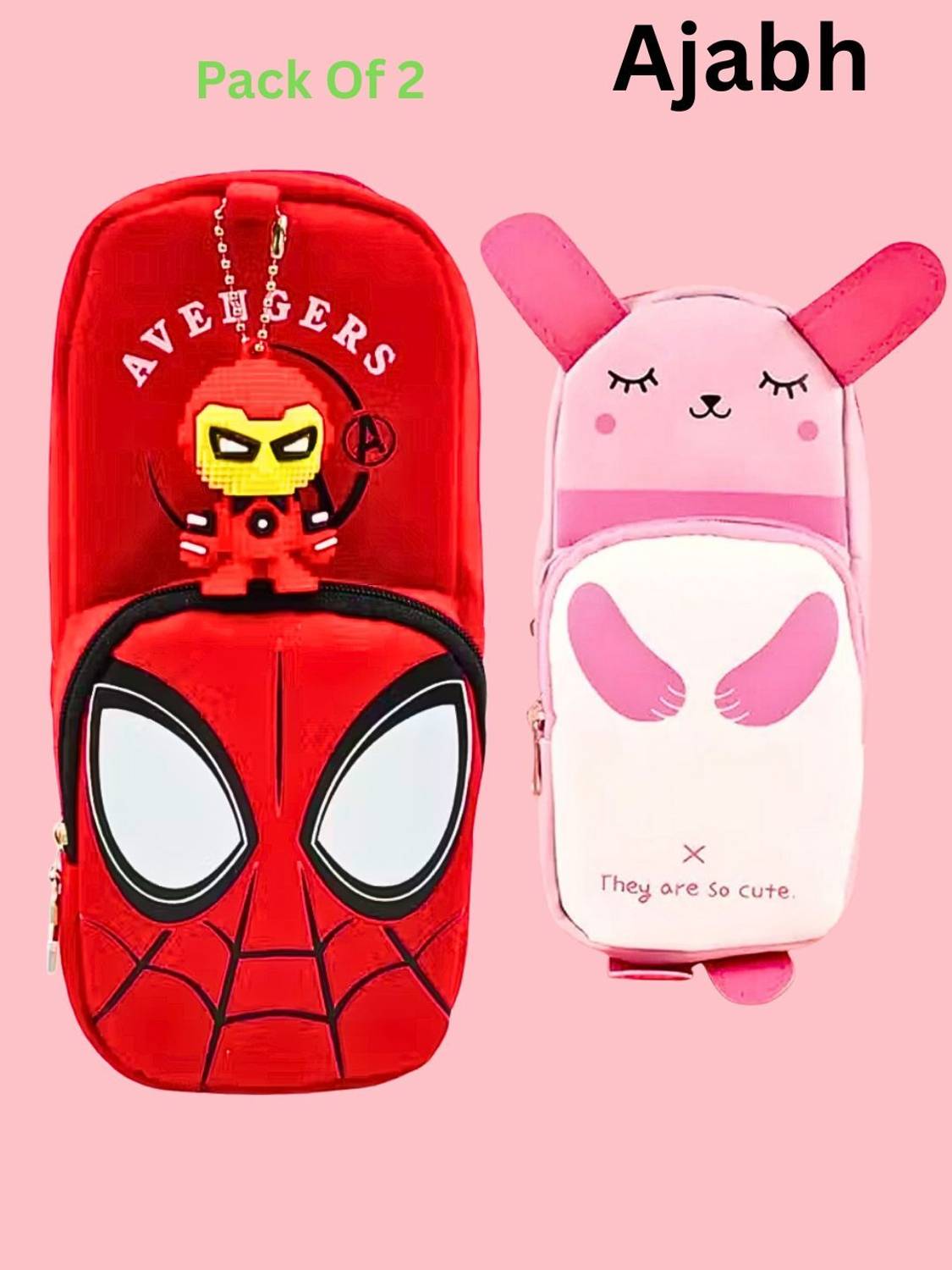 Ajabh High Quality Spiderman, Panda Art Artificial Leather Pencil Boxes