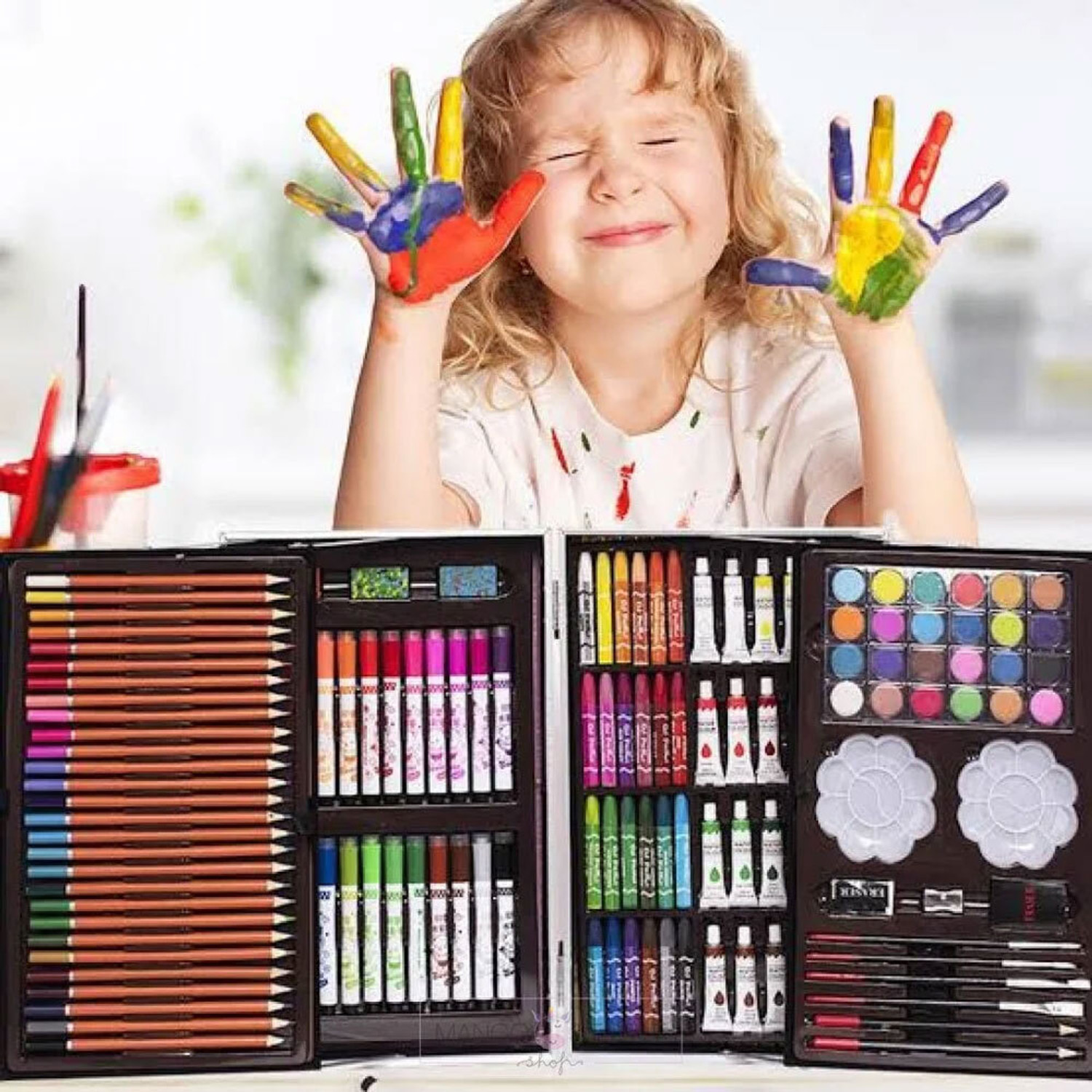 Image of Neel Spcae Art & Craft Painting Box,Big Coloring Suitcase Multiple 145 Color Kit Set