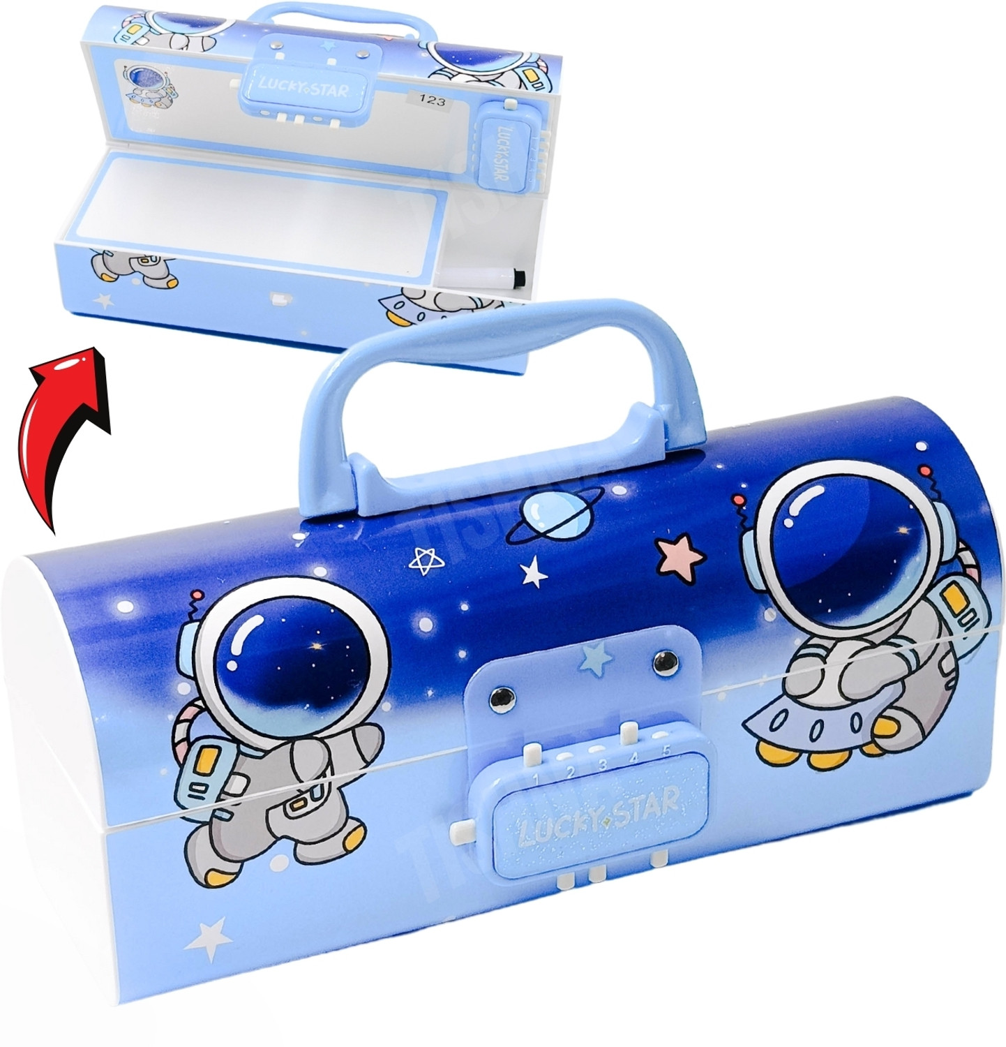 Image of tishna Space Pencil Box with Style Dual Password Lock | Multi-Layer & Multi-Functional Large Capacity Plastic Case For Kids Art Plastic Pencil Box