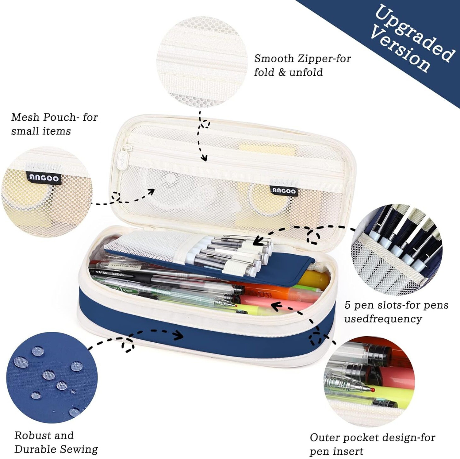 Image of Pinopa Double Layer zipper Stationery pouch aesthetic look suitable for students and professionals Art Polypropylene Pencil Boxes