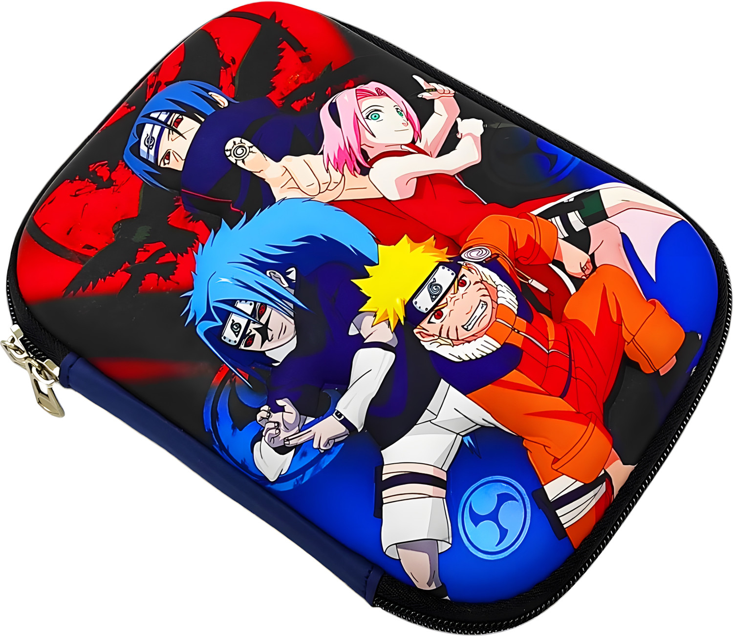 Image of poksi Naruto EVA Big Pencil Box with 8 Naruto Trading Cards & 1 Keyring - Anime Statio nery Gift Set for Kids Art EVA Pencil Box