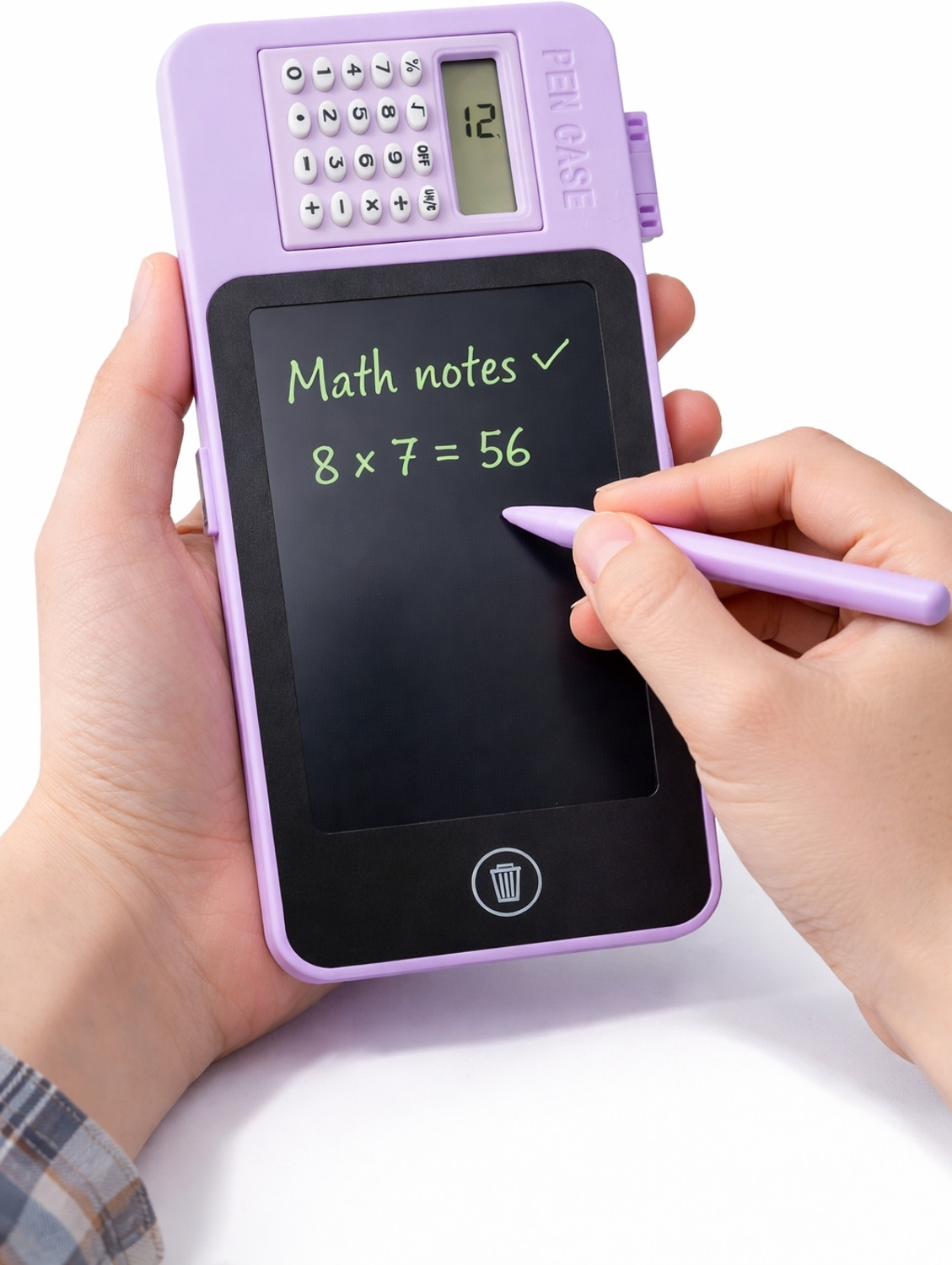 Image of DRAZO 2 in 1 LCD Writing Tablet Pencil Box with Calculator Erase Button | Kids Study 1 Art Plastic Pencil Boxes