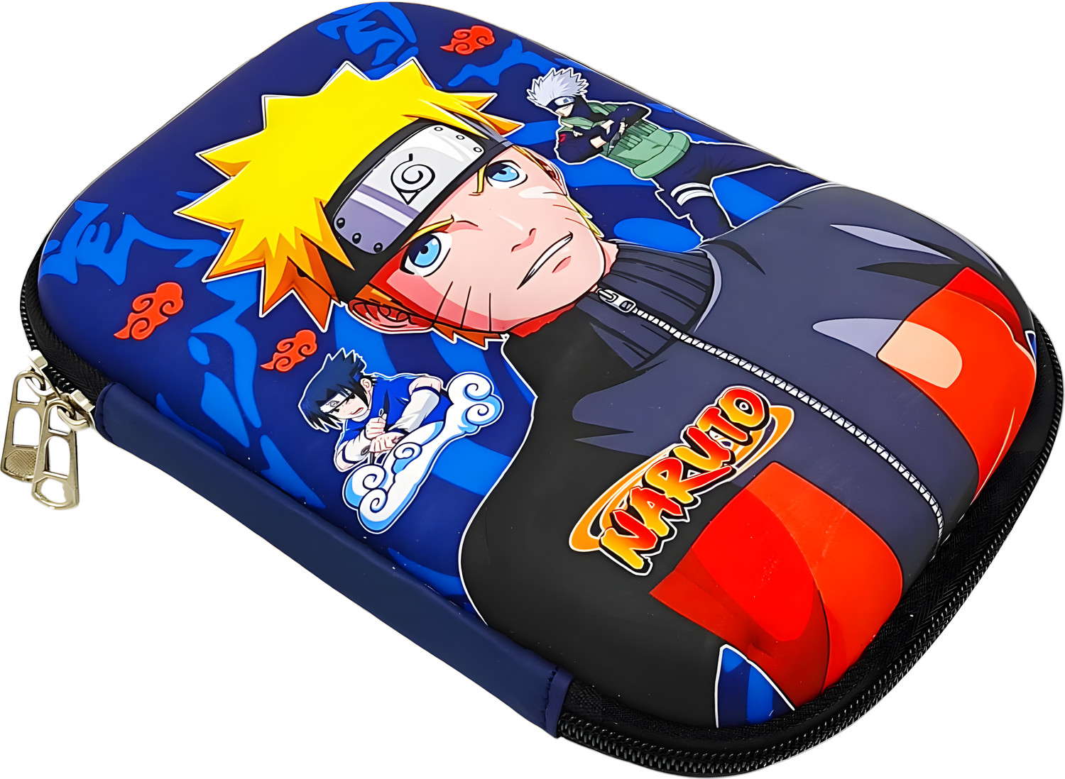 Image of poksi Naruto Anime EVA Pencil Box Combo - Durable Pencil Pouch with 8 Cards + Keyring for Kids & Fans Art EVA Pencil Box