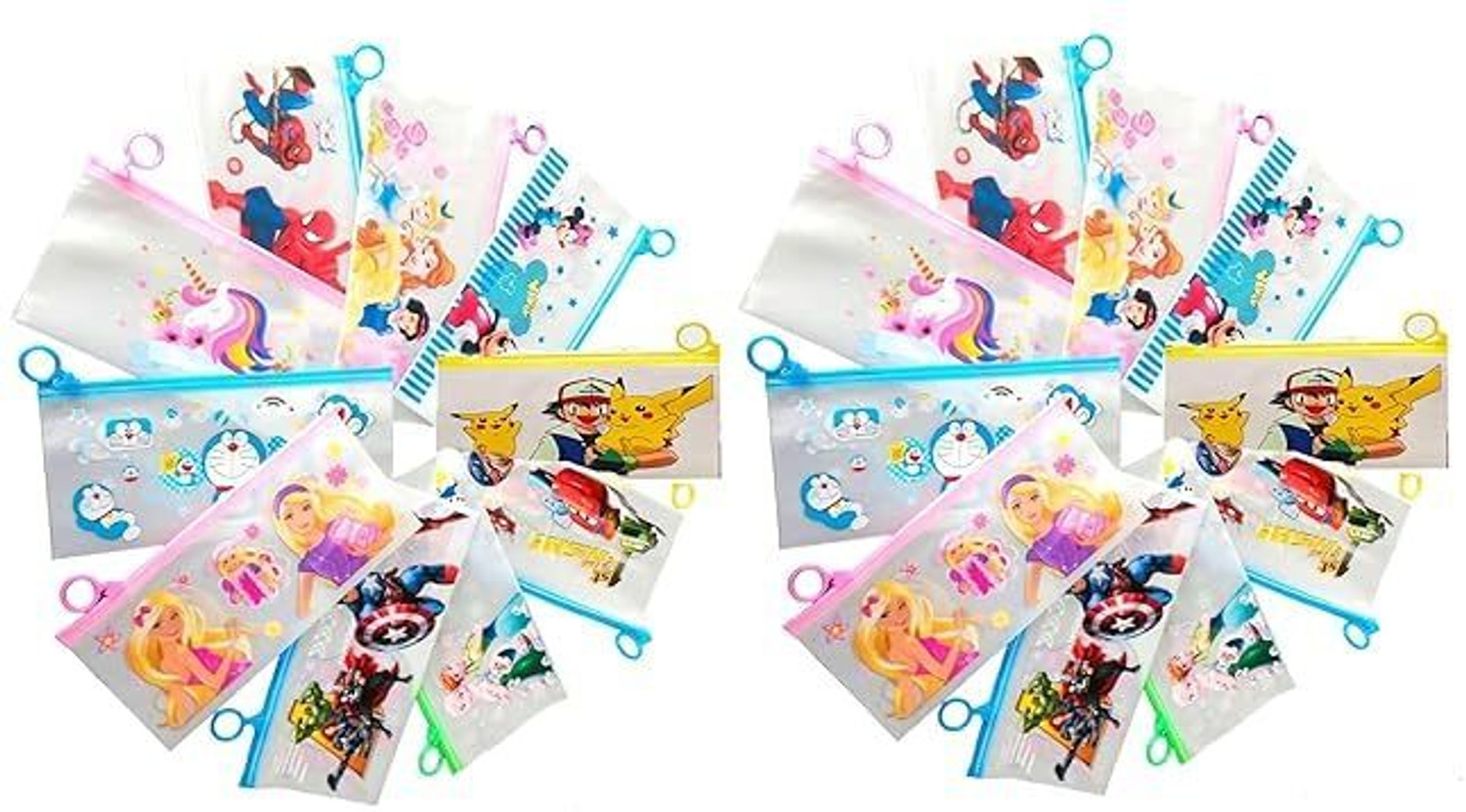 Image of Tiny Tales 40pc Zip Pouch for Pen Pencil Best for Return Gifts cartoon Art Plastic Pencil Box