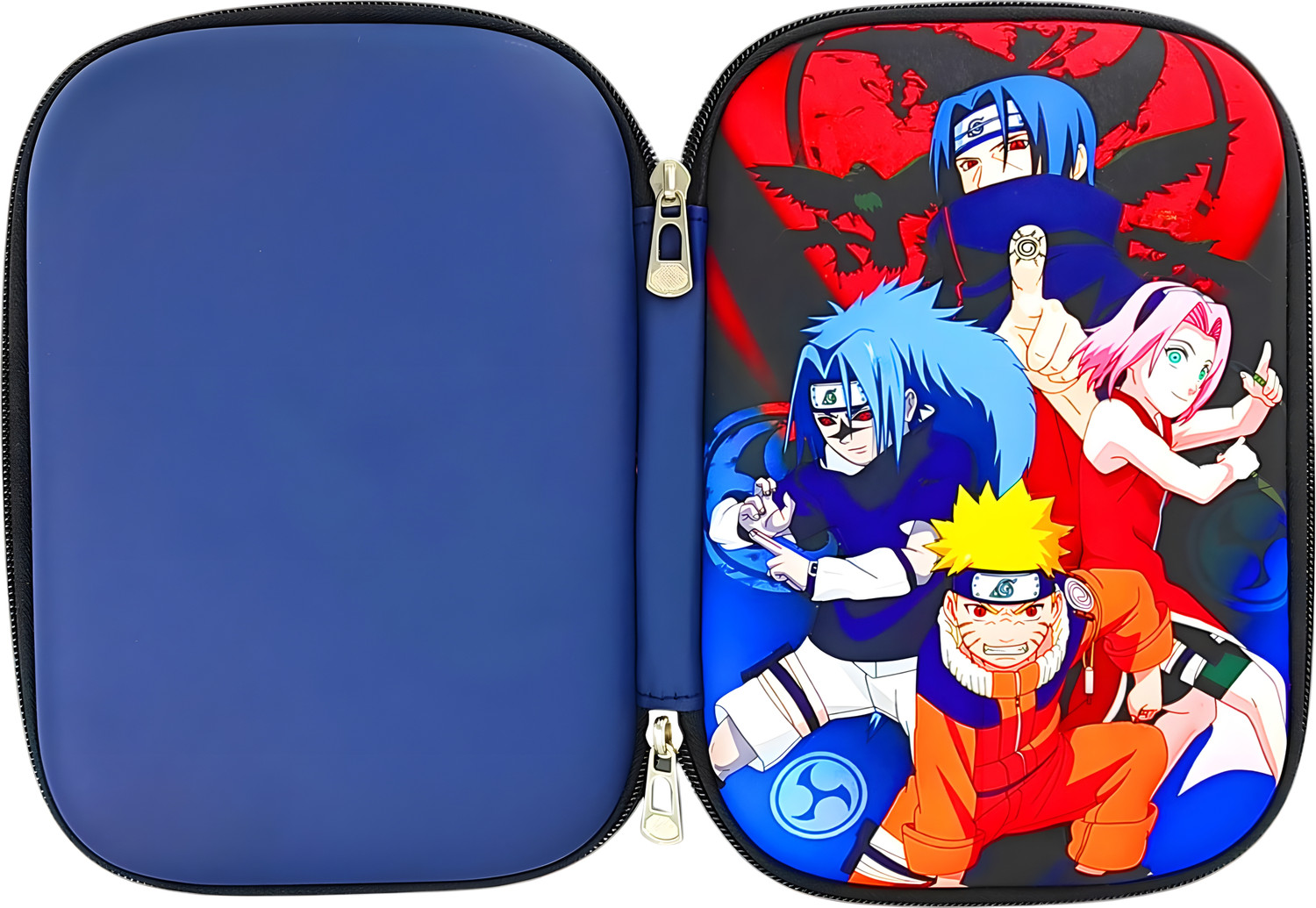 Image of poksi Naruto EVA Big Pencil Box with 8 Naruto Trading Cards & 1 Keyring - Anime Statio nery Gift Set for Kids Art EVA Pencil Box
