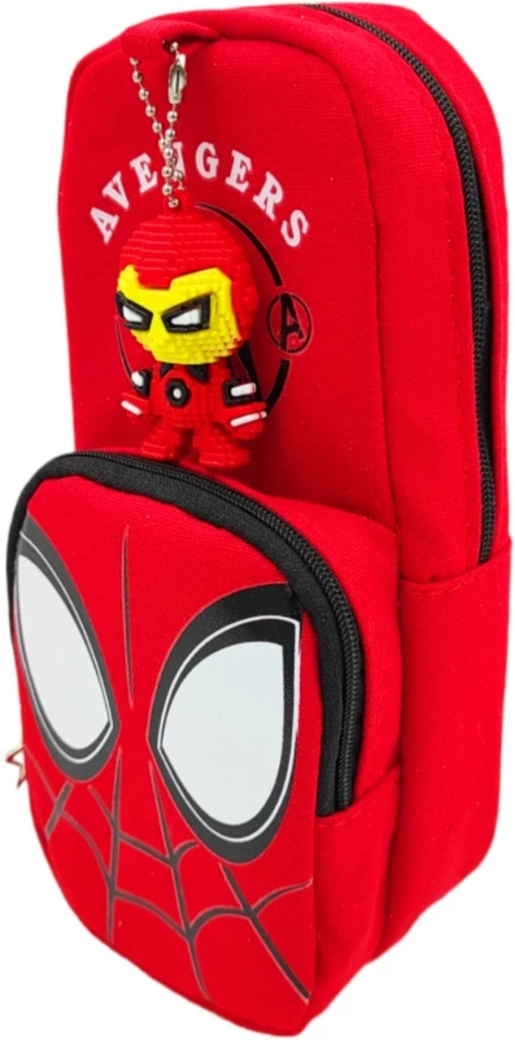 Image of AJSTRUGGLE Spiderman Pencil Pouch for kids geometry Pouch for boys with stationery organizer Art Artificial Leather Pencil Box