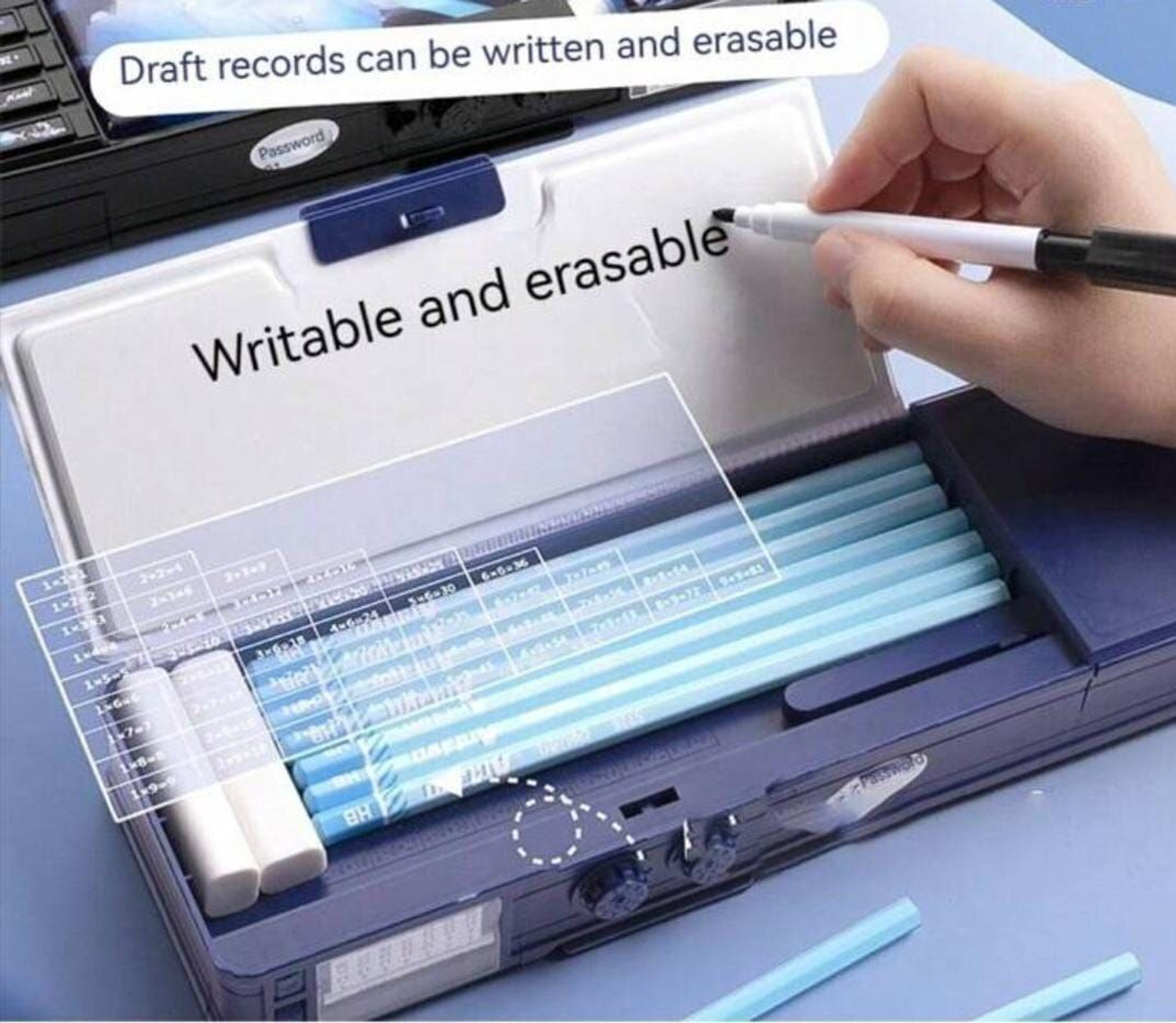 Image of JOY MAKER Space Password Pencil Box for Children, Astronaut , Function and Departments, Special Buttons Art Plastic Pencil Box