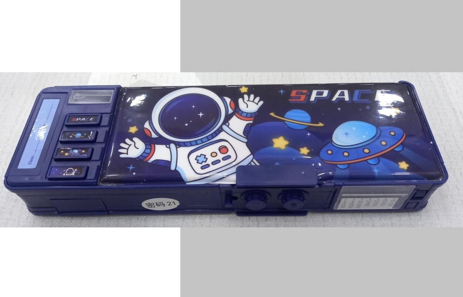 Image of JOY MAKER Space Password Pencil Box for Children, Astronaut , Function and Departments, Special Buttons Art Plastic Pencil Box
