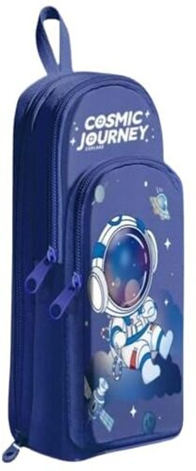 Image of Laxvila Pencil Case with 3 Compartment Large Capacity Stationary Pouch pencil box Space blue Art Canvas Pencil Box