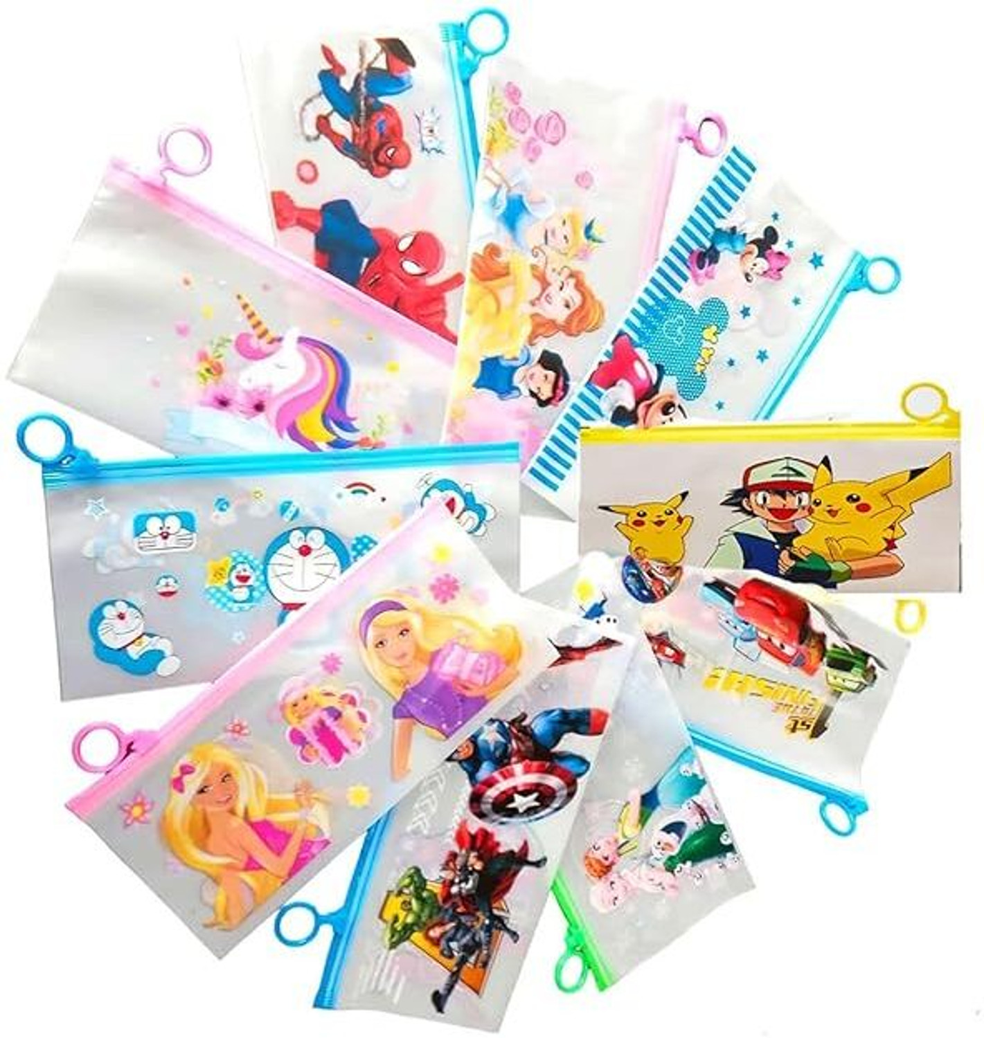 Image of Tiny Tales 40pc Zip Pouch for Pen Pencil Best for Return Gifts cartoon Art Plastic Pencil Box