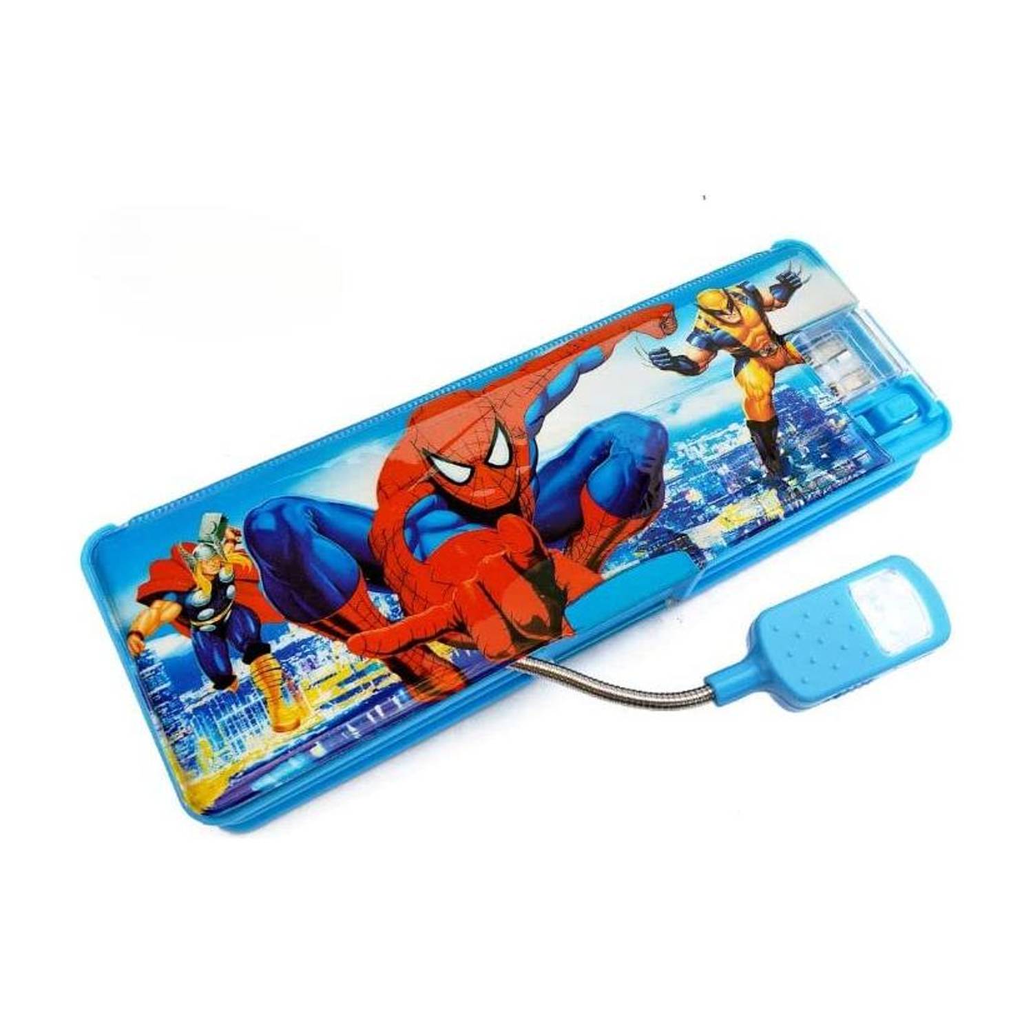 3 Jokers Multipurpose Magnetic Stylish Pencil Box with LED Light & 2 Side Compartment School Stationery Organizer for Kids, Boys, Girls, Students Art Plastic Pencil Box