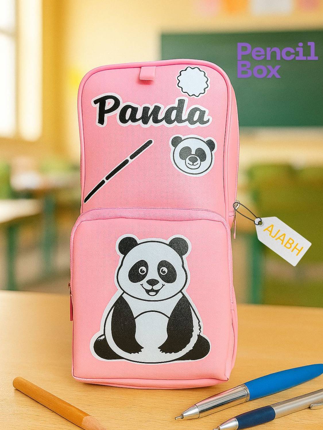 Ajabh High Quality Baby Panda Art Artificial Leather Pencil Box