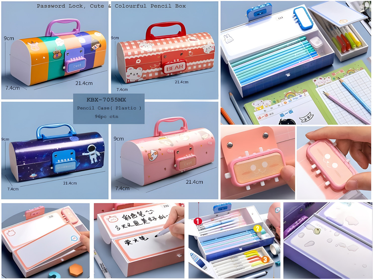 Image of vvn Unicorn-Pink Suitcase Style Design Password Lock Security Multi-Layer Storage Spacious Interior Perfect Return Gift Organizational Features Child-Friendly Art Plastic Pencil Box