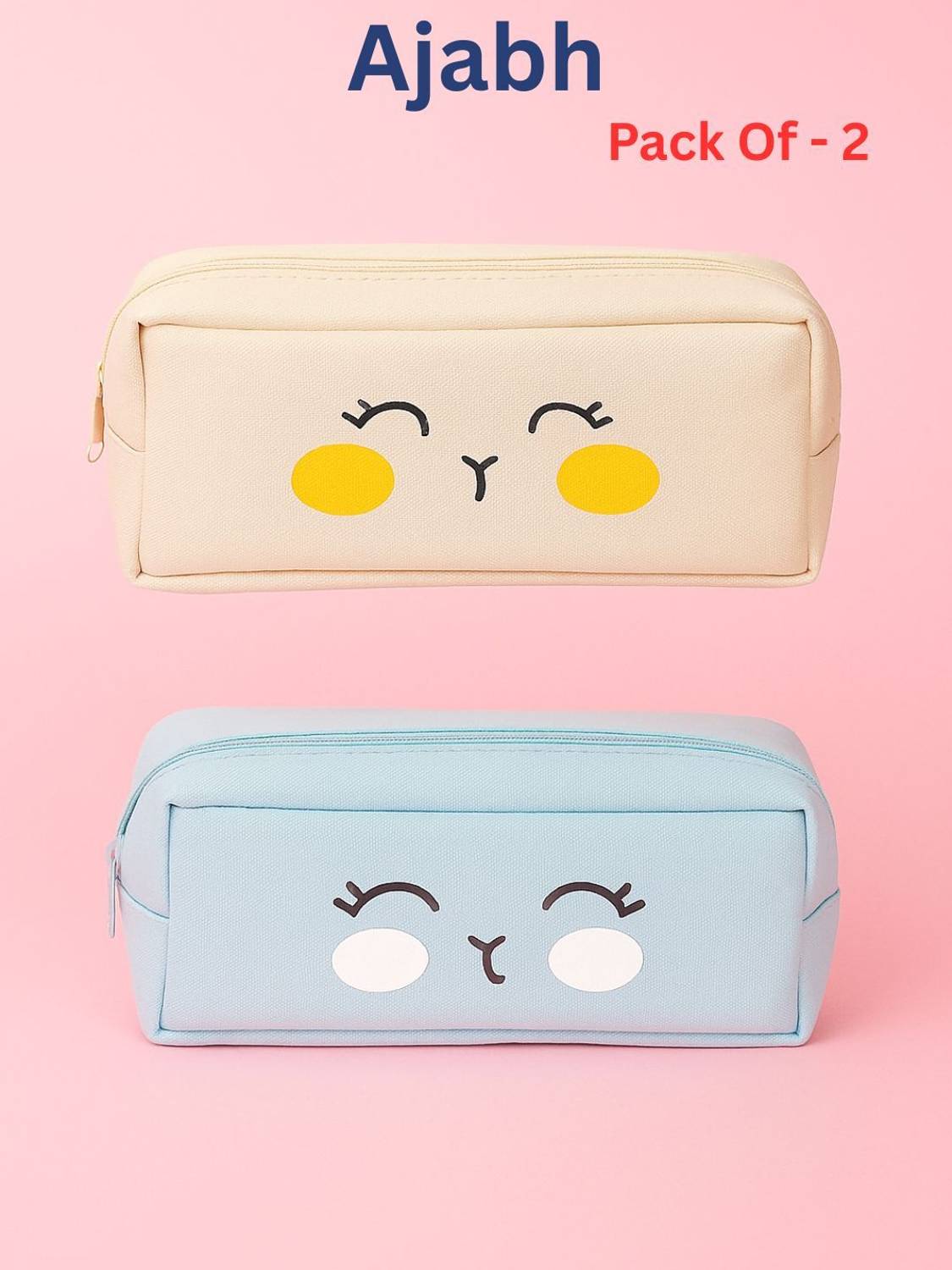 Ajabh High Quality Cute Face Art Artificial Leather Pencil Boxes