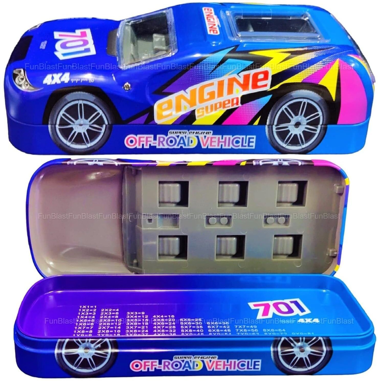 Image of FunBlast Metal Car Pencil Box for Kids | Double Layer Metal Pencil Case for Boys & Girls Art Metal Pencil Box