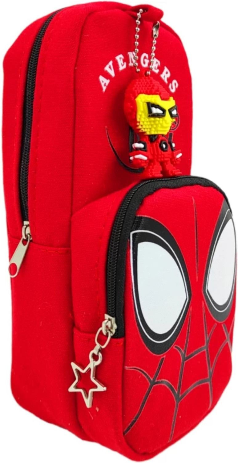 Image of AJSTRUGGLE Spiderman Pencil Pouch for kids geometry Pouch for boys with stationery organizer Art Artificial Leather Pencil Box